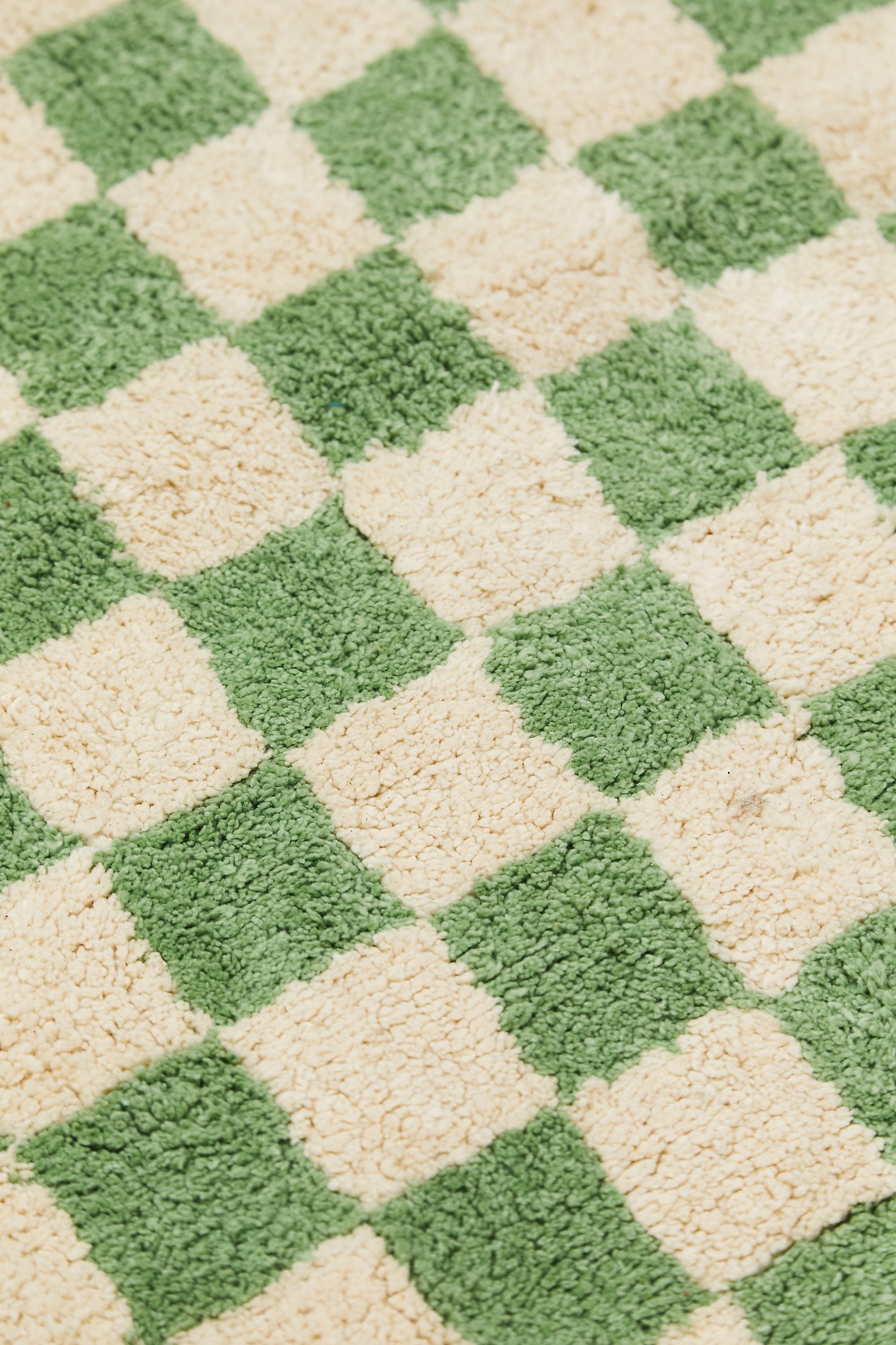 Green Checkerboard Bath Mat, GRN, large image number 2