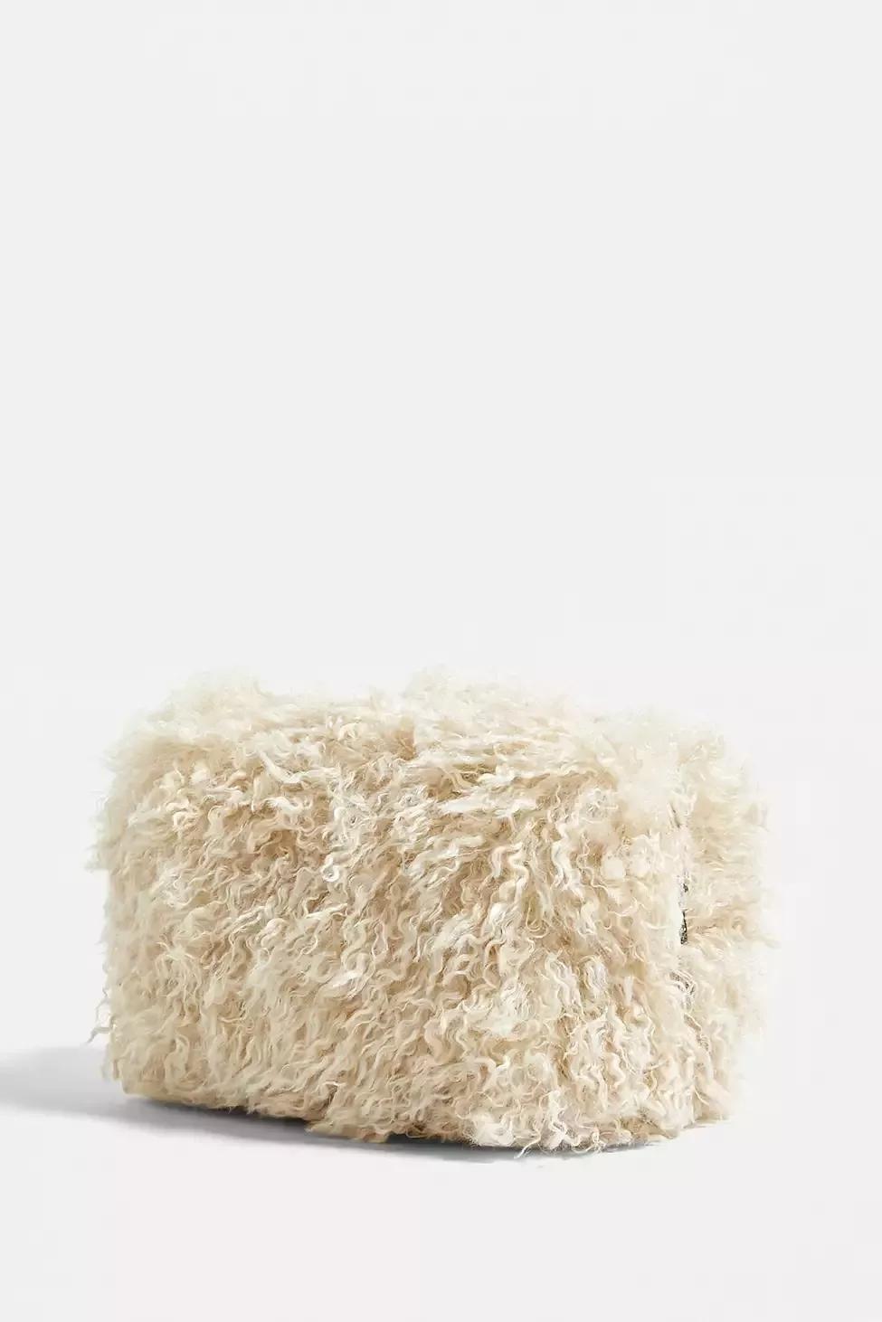 Cream Fluffy Borg Makeup Bag, , large image number 2