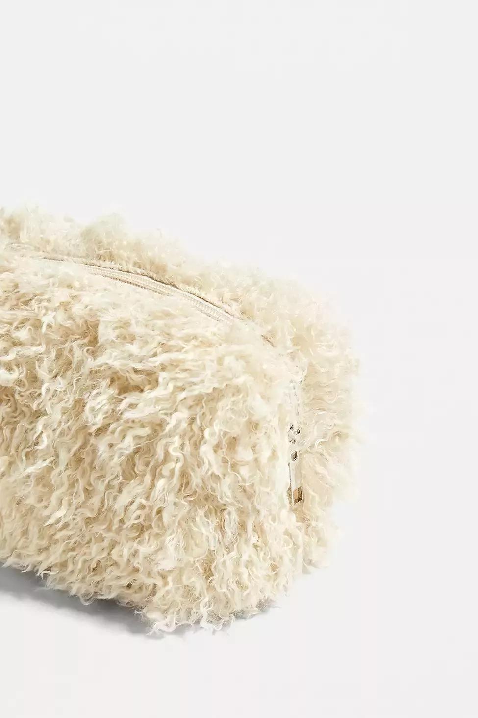 Cream Fluffy Borg Makeup Bag, , large image number 3