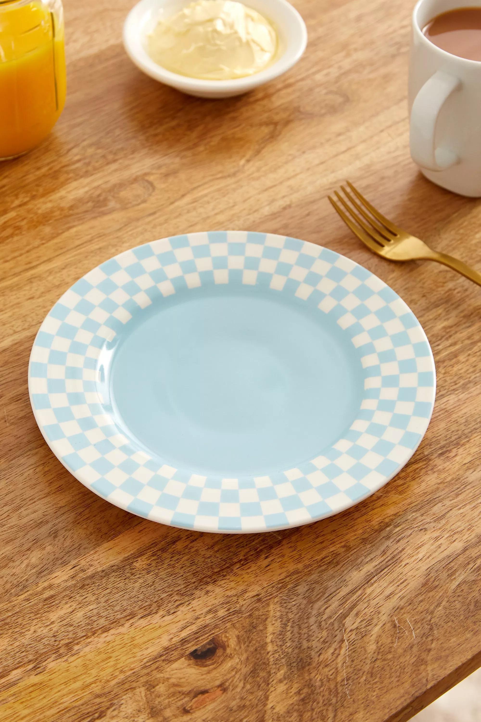 White Checkerboard Deli Plate, , large image number 0