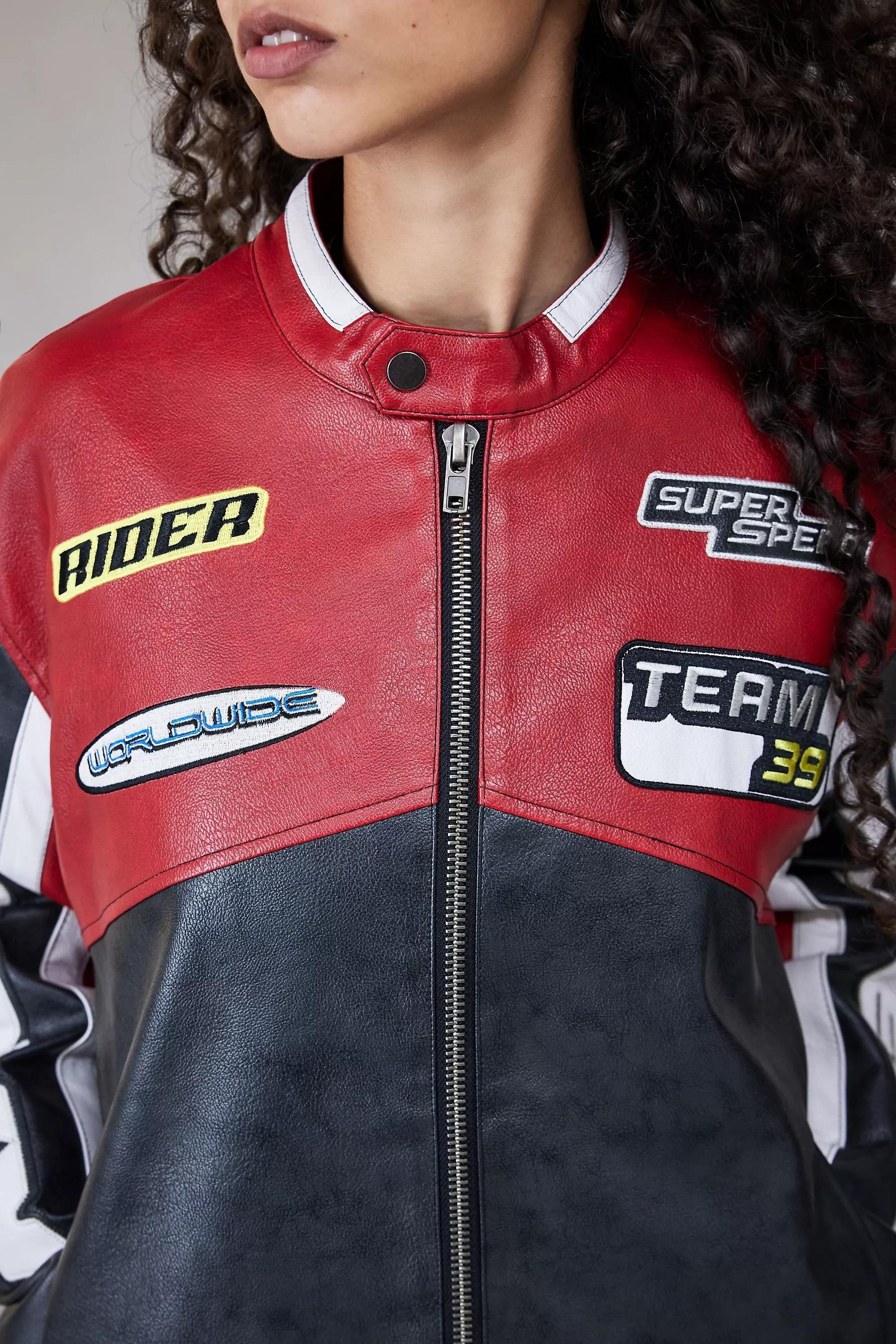 Moto jacket red best sale