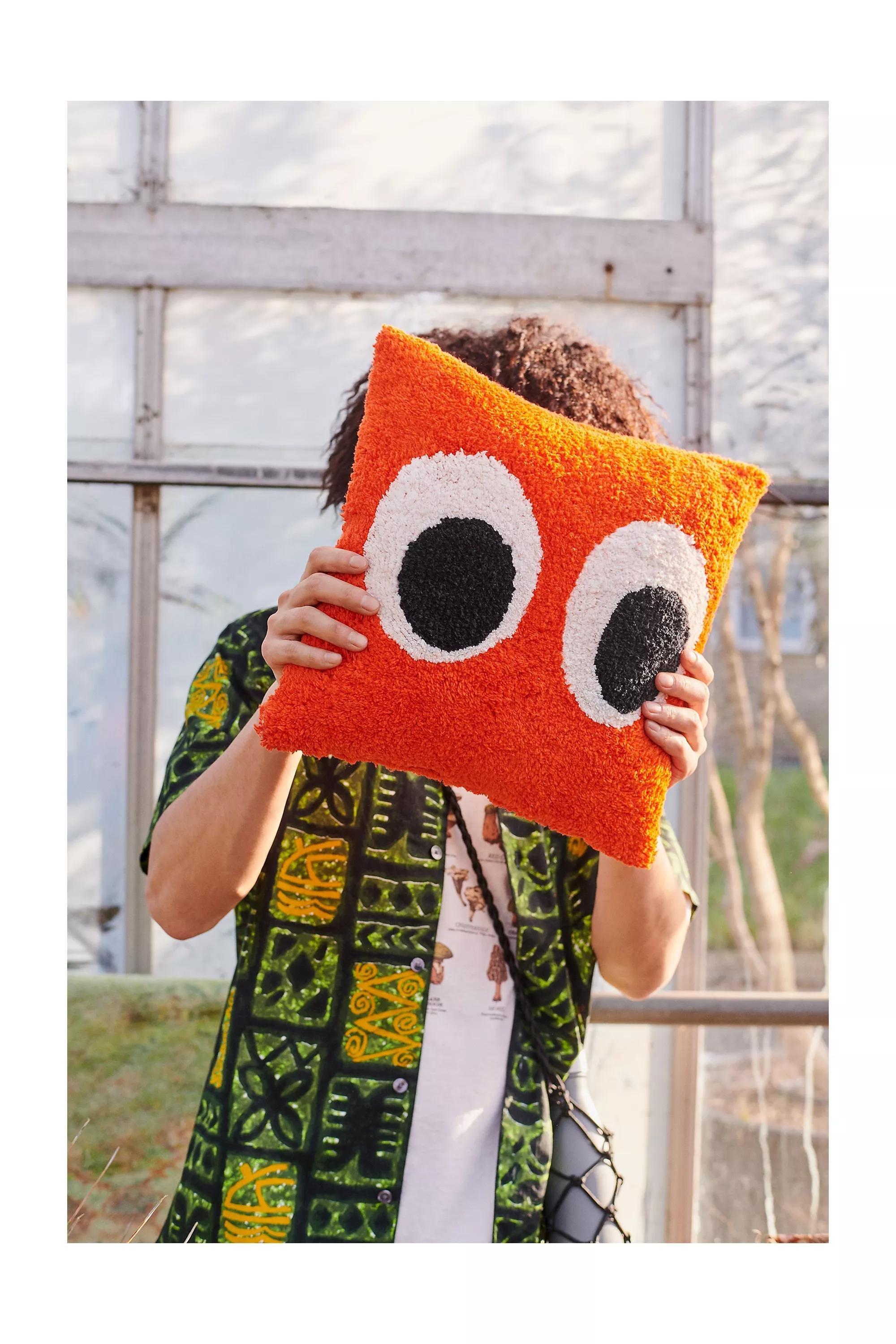 Orange Googly Eye Tufted Pillow, , large image number 0