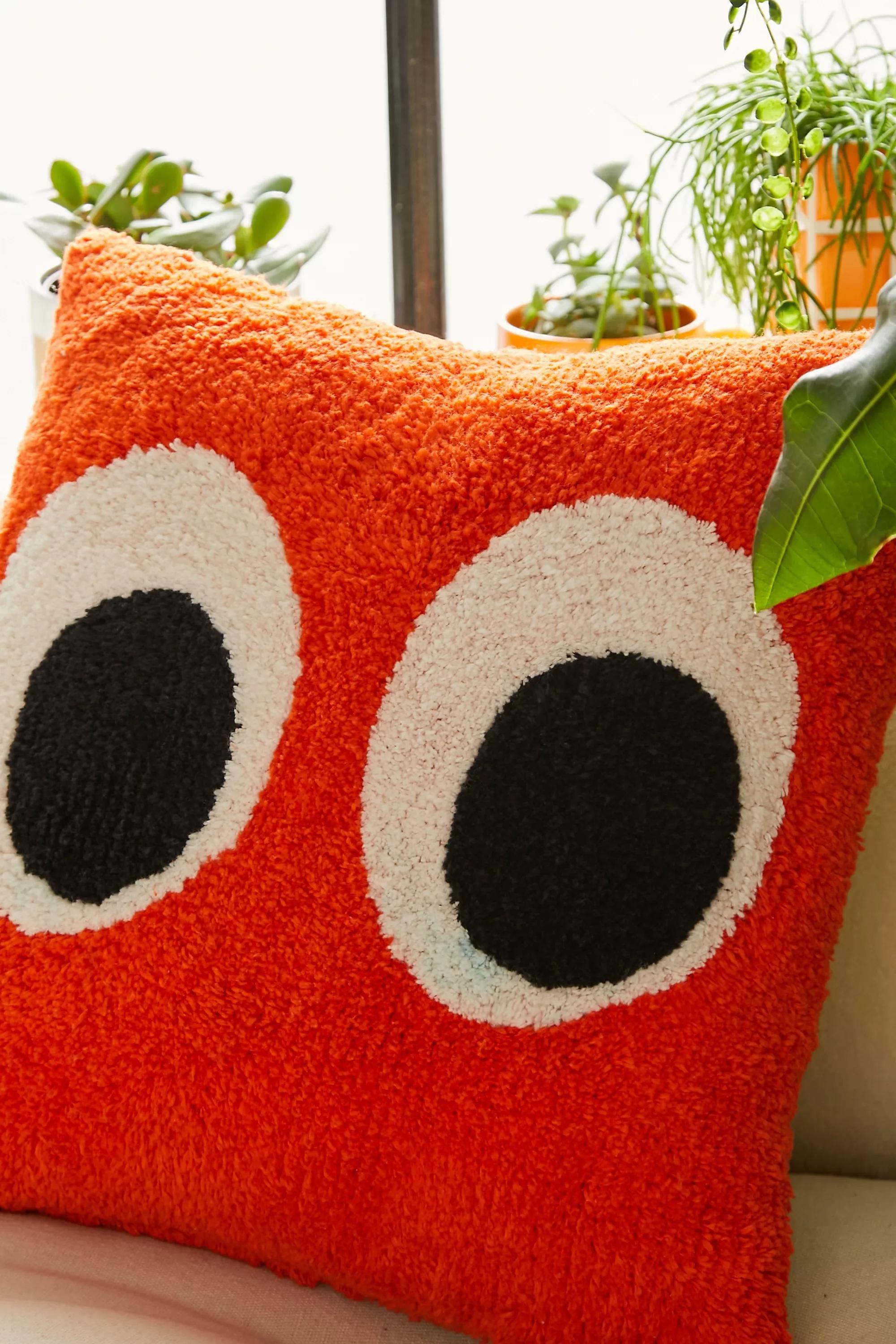 Orange Googly Eye Tufted Pillow, , large image number 2