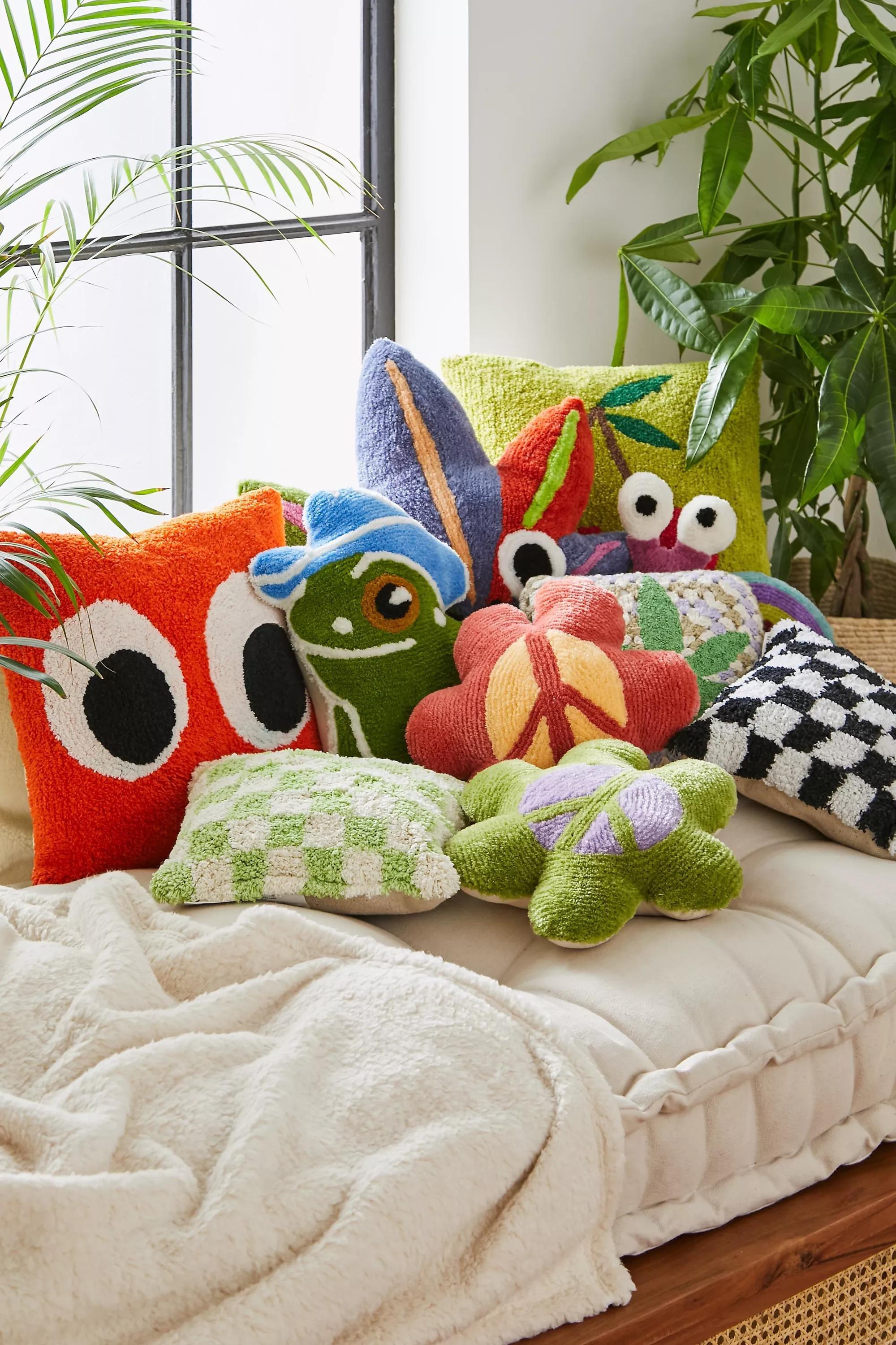 Orange Googly Eye Tufted Pillow, , large image number 3