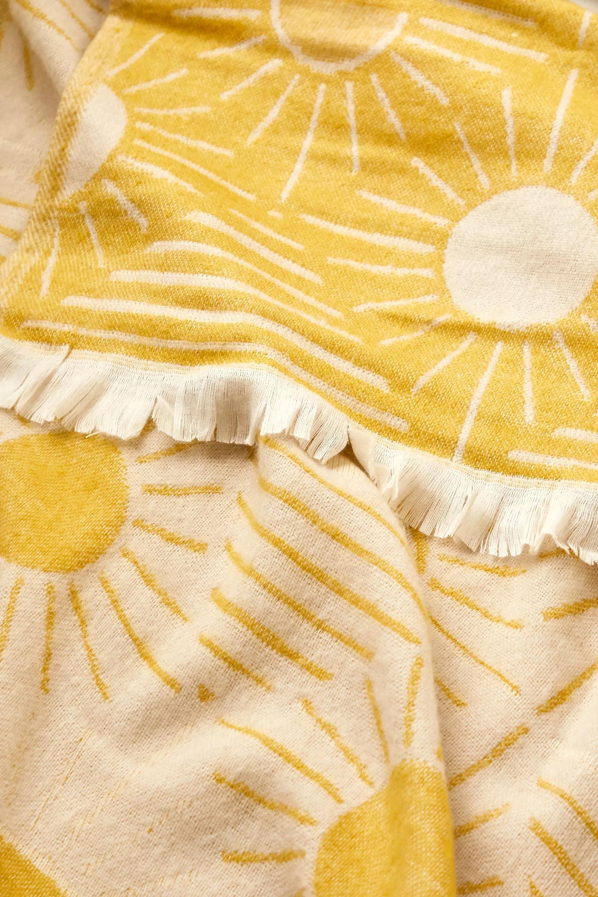 Yellow Geo Sun Throw Blanket, YEL, large image number 2