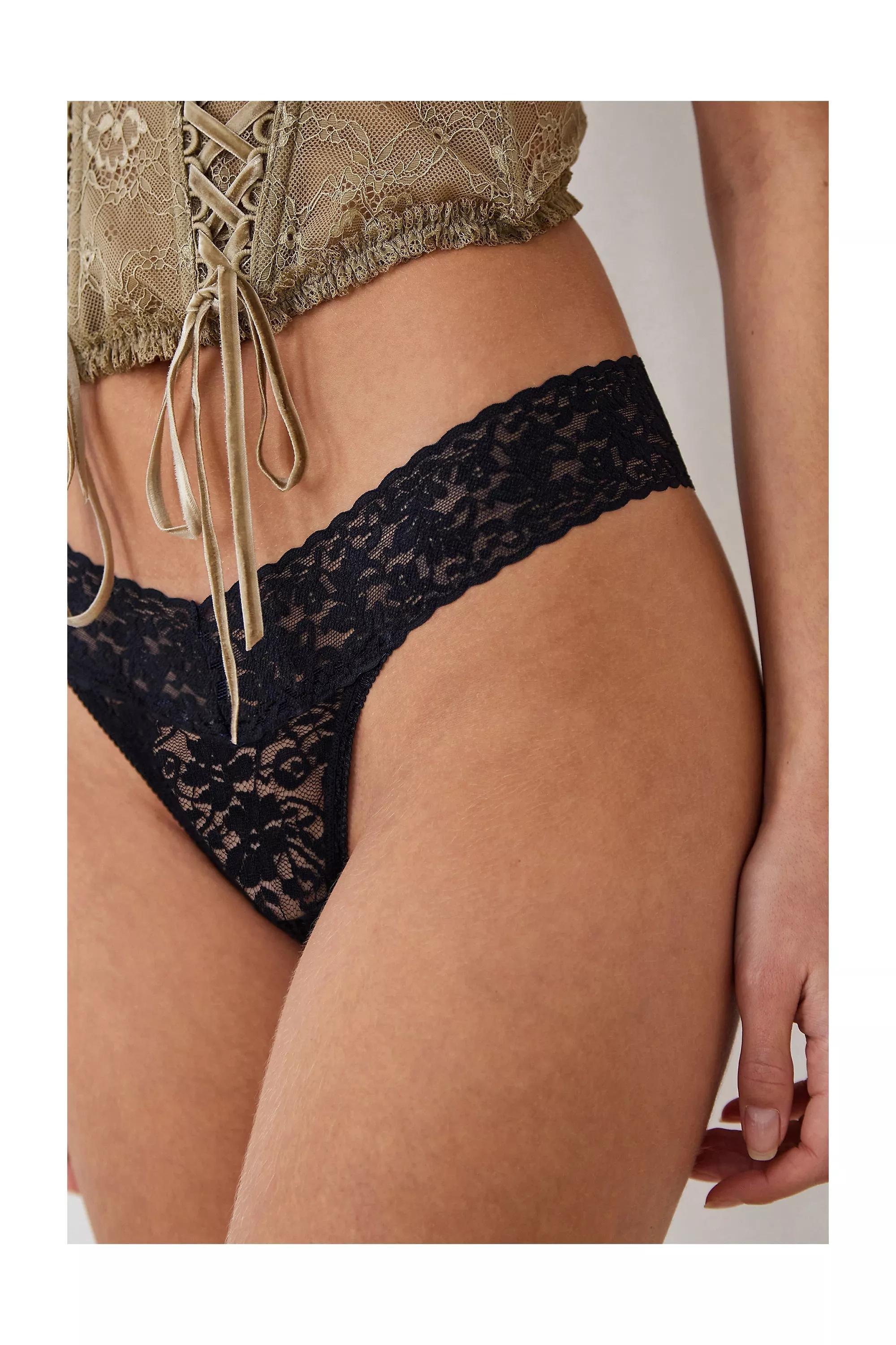 Black Zoe Laced Thong, , large image number 1