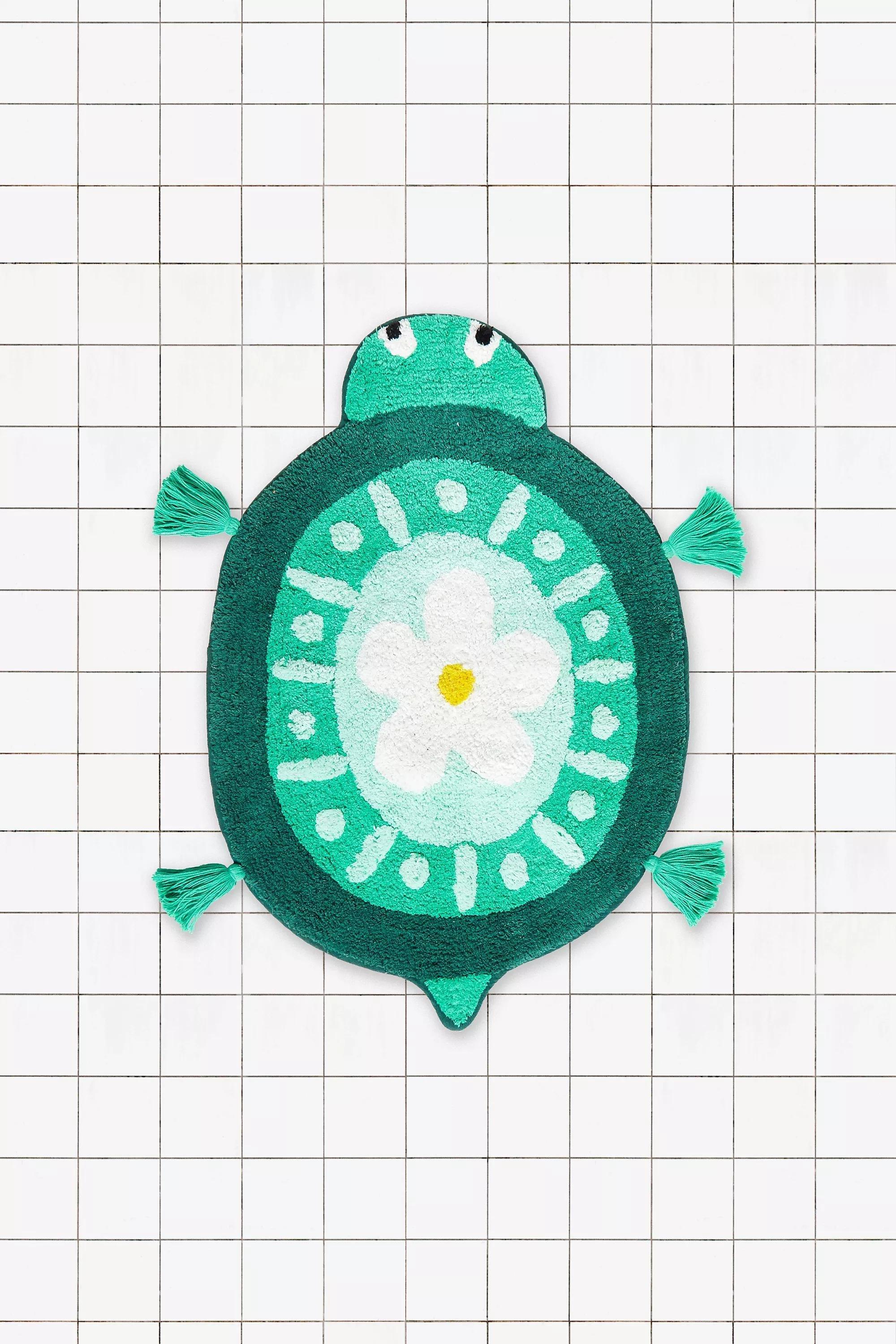 Green Turtle Tassel Bath Mat, , large image number 0