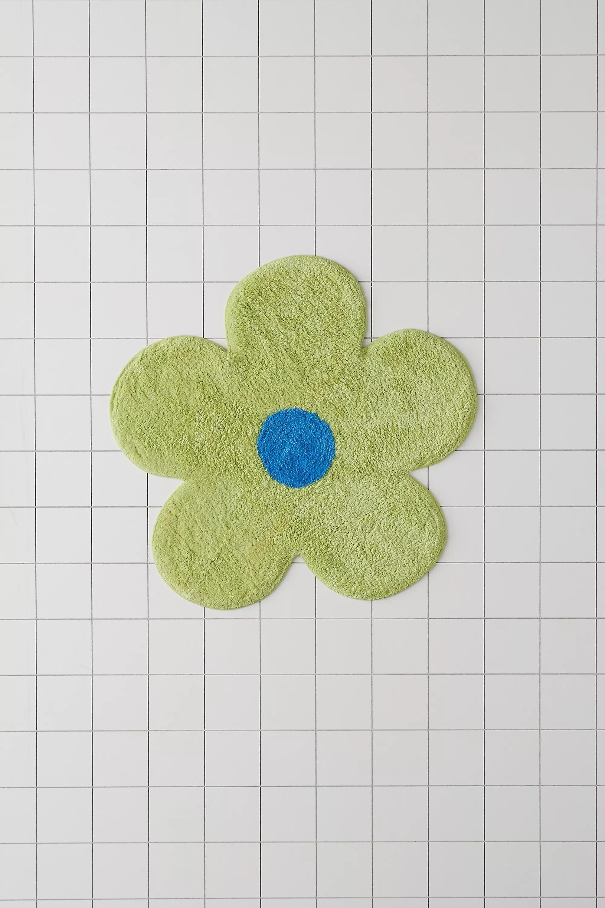 Green Flower Bath Mat, , large image number 0