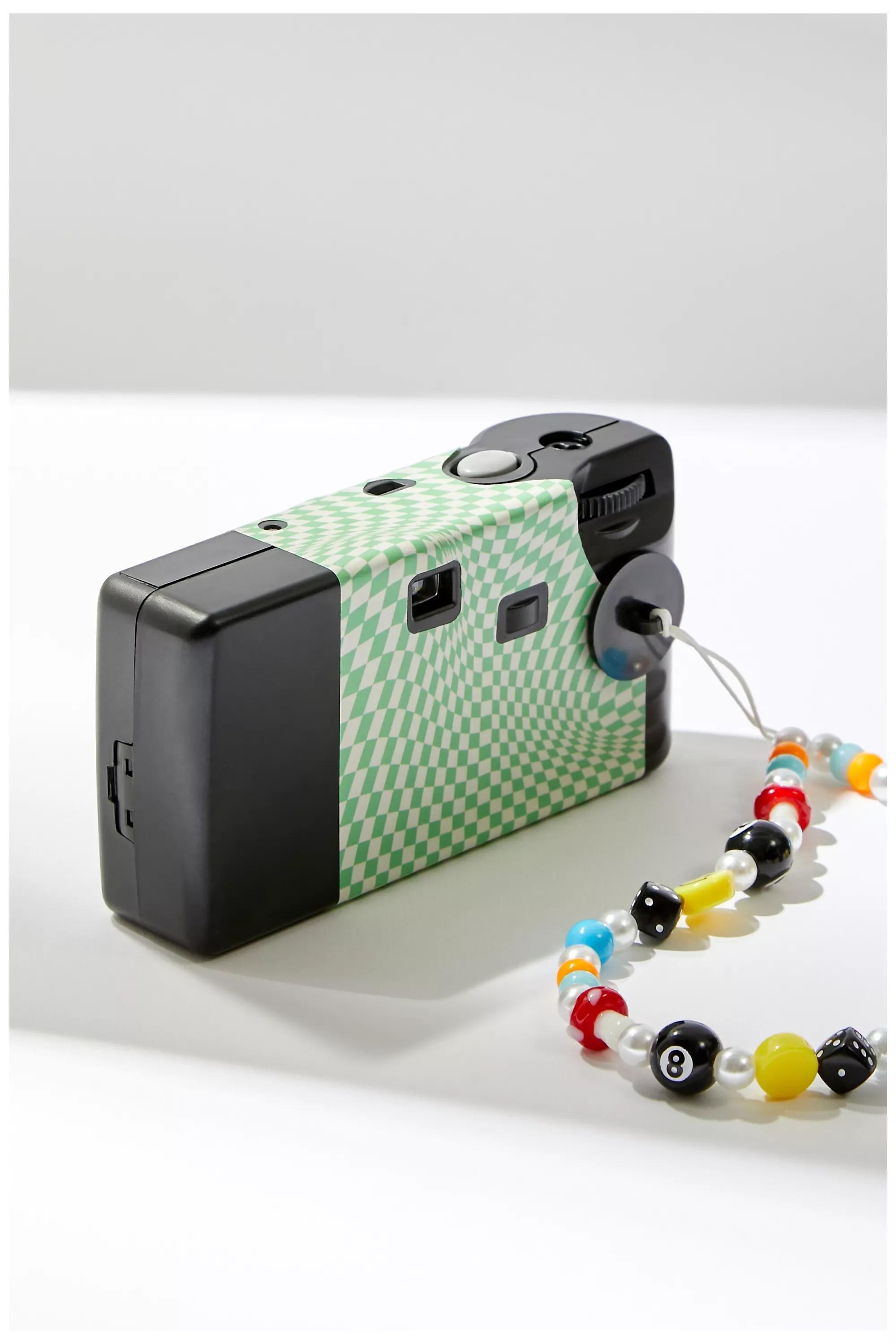 Green Vortex Print Disposable Camera With Strap, , large image number 2