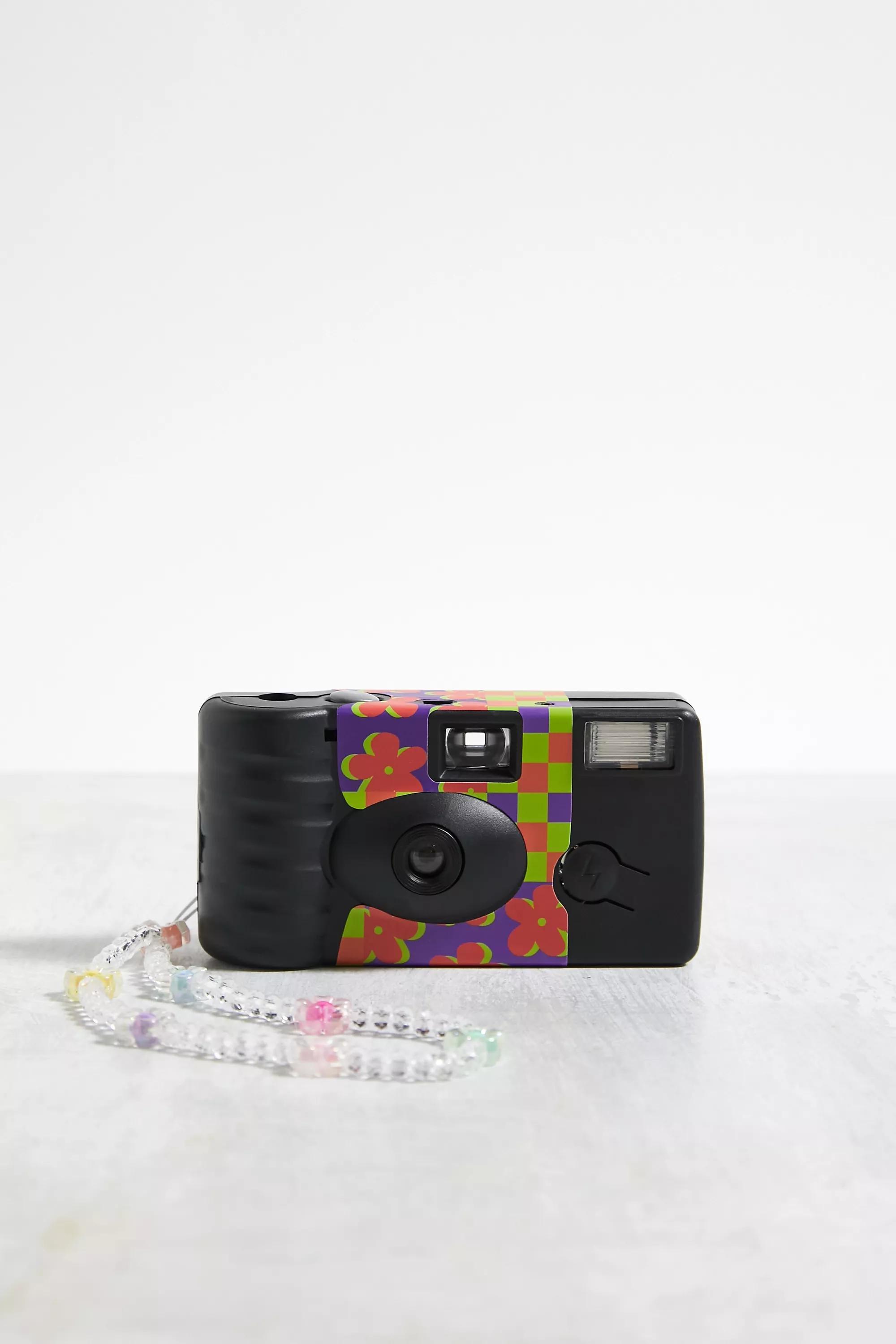 Checkerboard Daisy Print Disposable Camera With Strap, , large image number 0