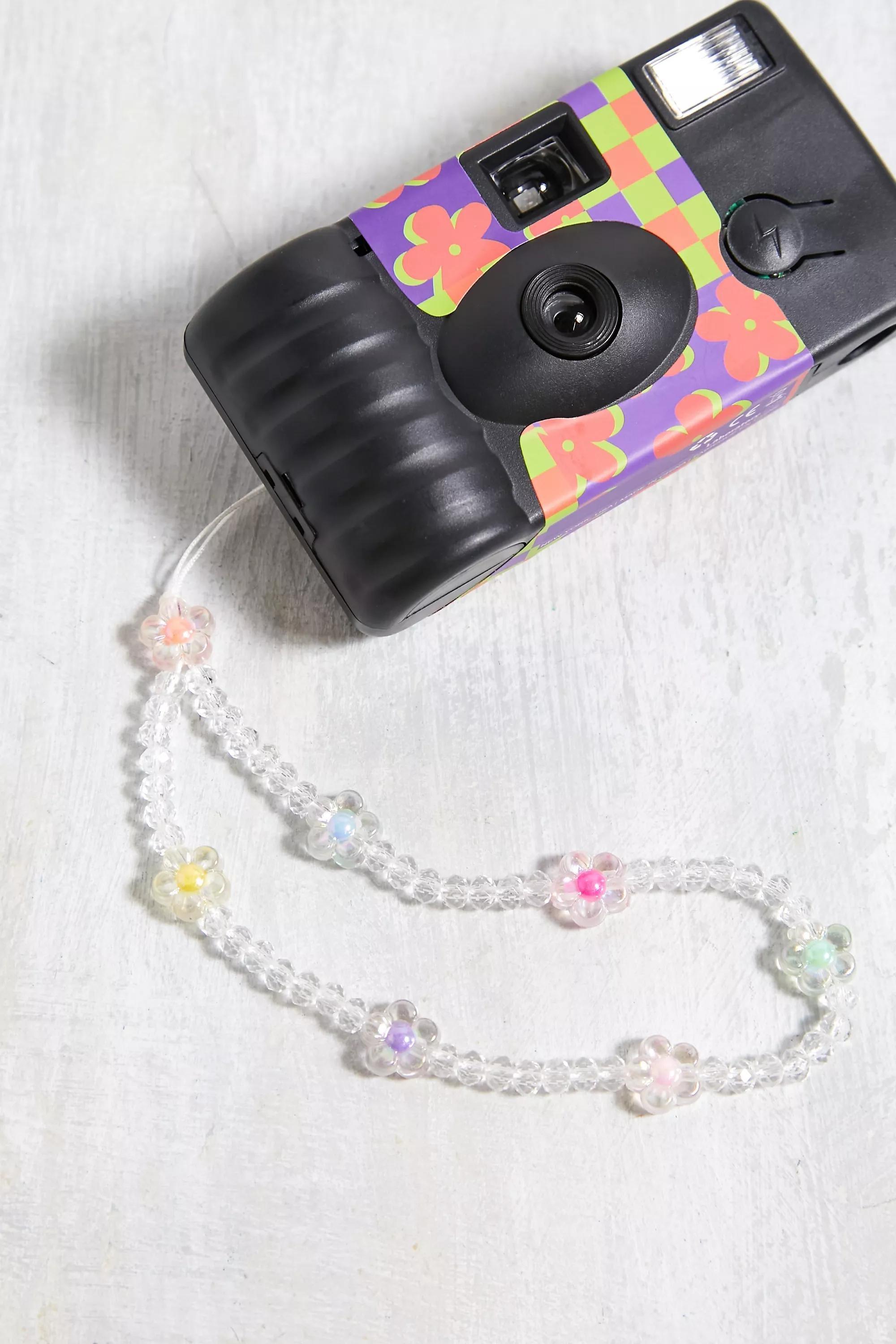 Checkerboard Daisy Print Disposable Camera With Strap, , large image number 2
