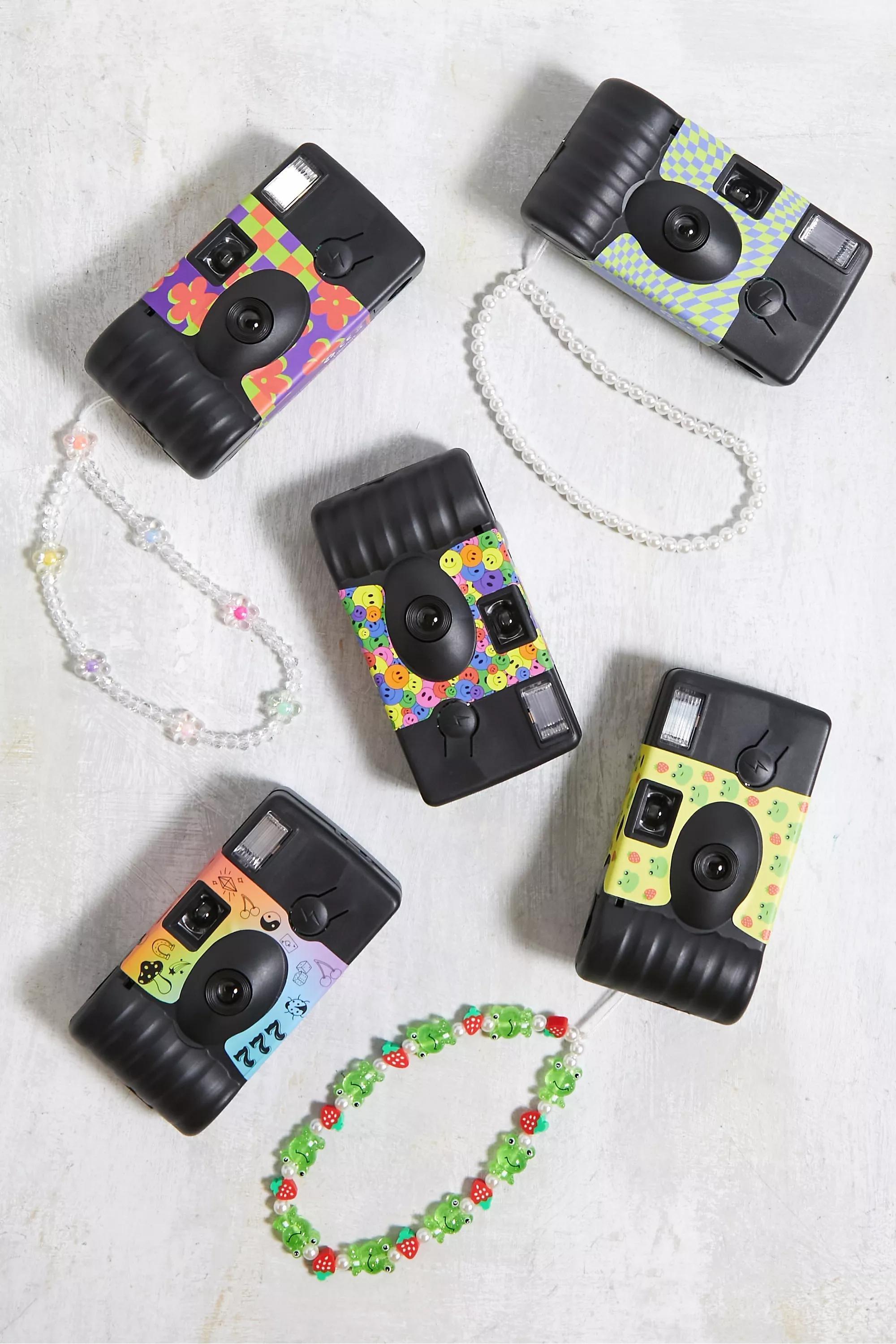 Checkerboard Daisy Print Disposable Camera With Strap, , large image number 3