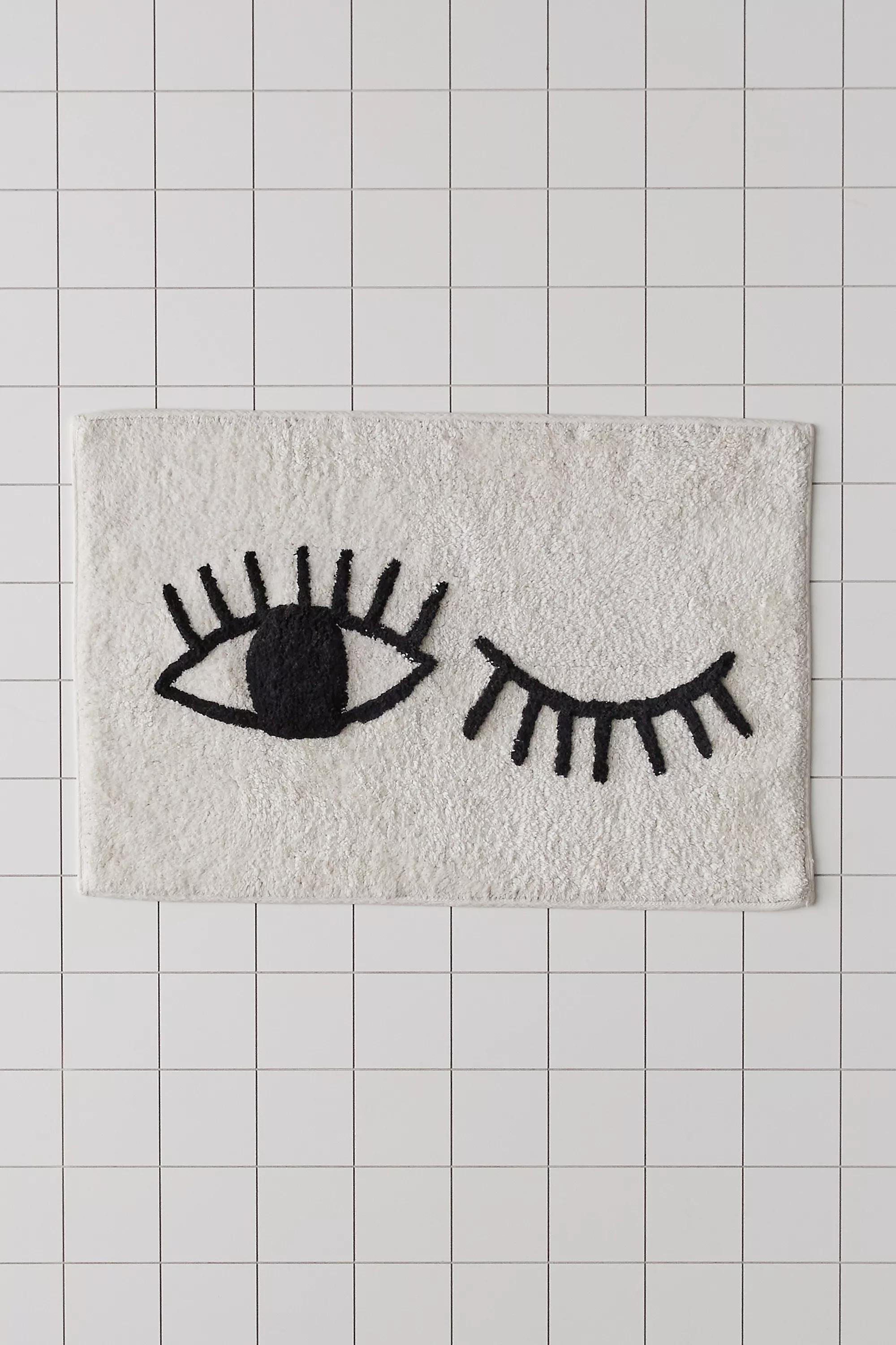 White Winking Eye Bath Mat, , large image number 0