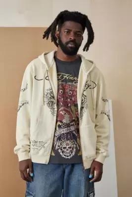 White Ed Hardy Tiger Zip-Through Hoodie, , large image number 1