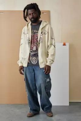 White Ed Hardy Tiger Zip-Through Hoodie, , large image number 3