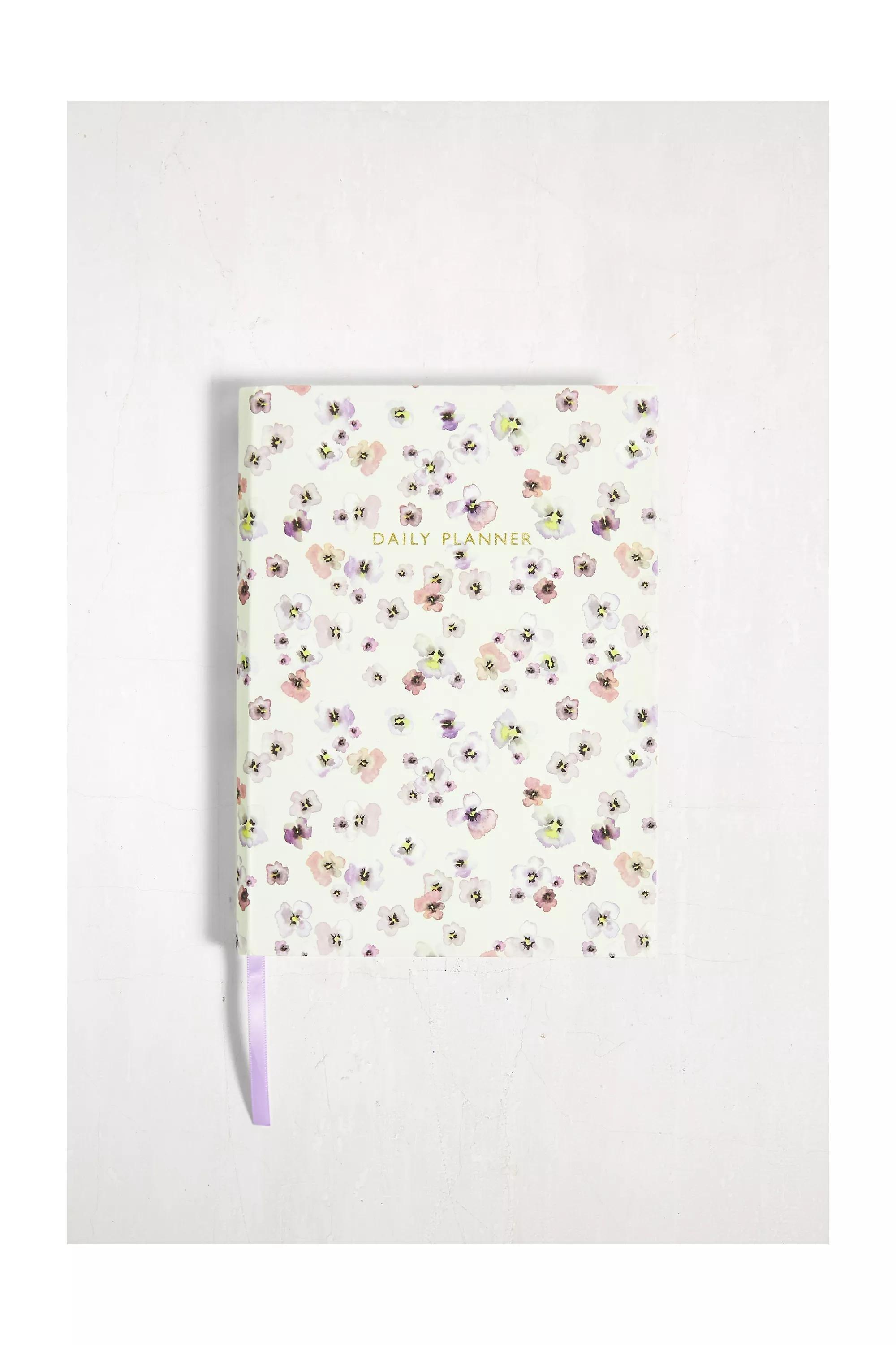 White Ditsy Pansy Daily Planner, , large image number 0