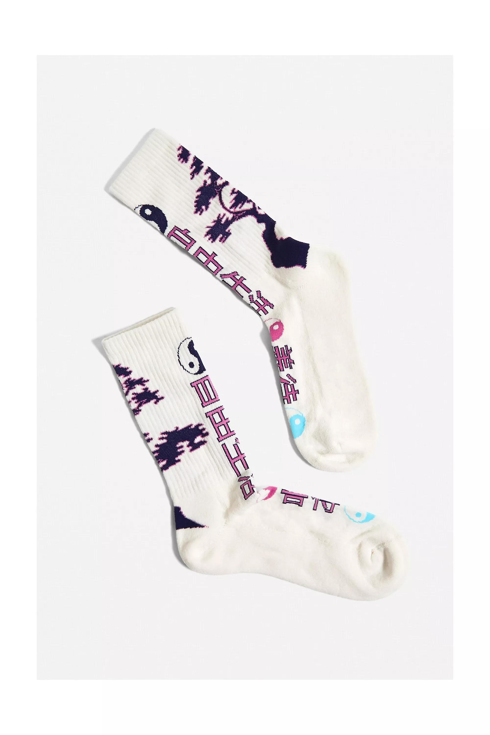 Ivory Japanese Motif Socks, , large image number 0