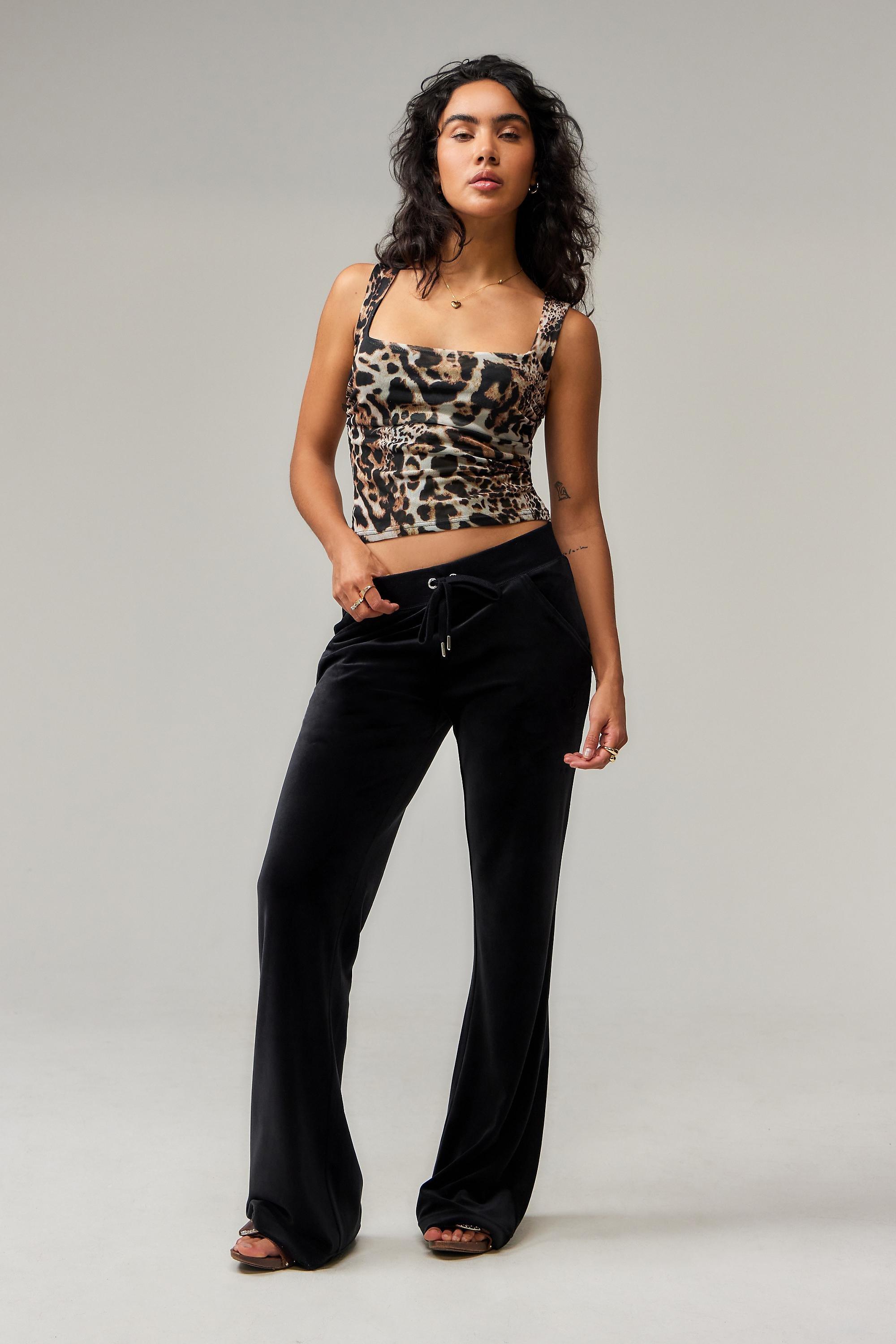 Black Juicy Couture Low-Rise Velour Flare Track Pants, , large image number 3