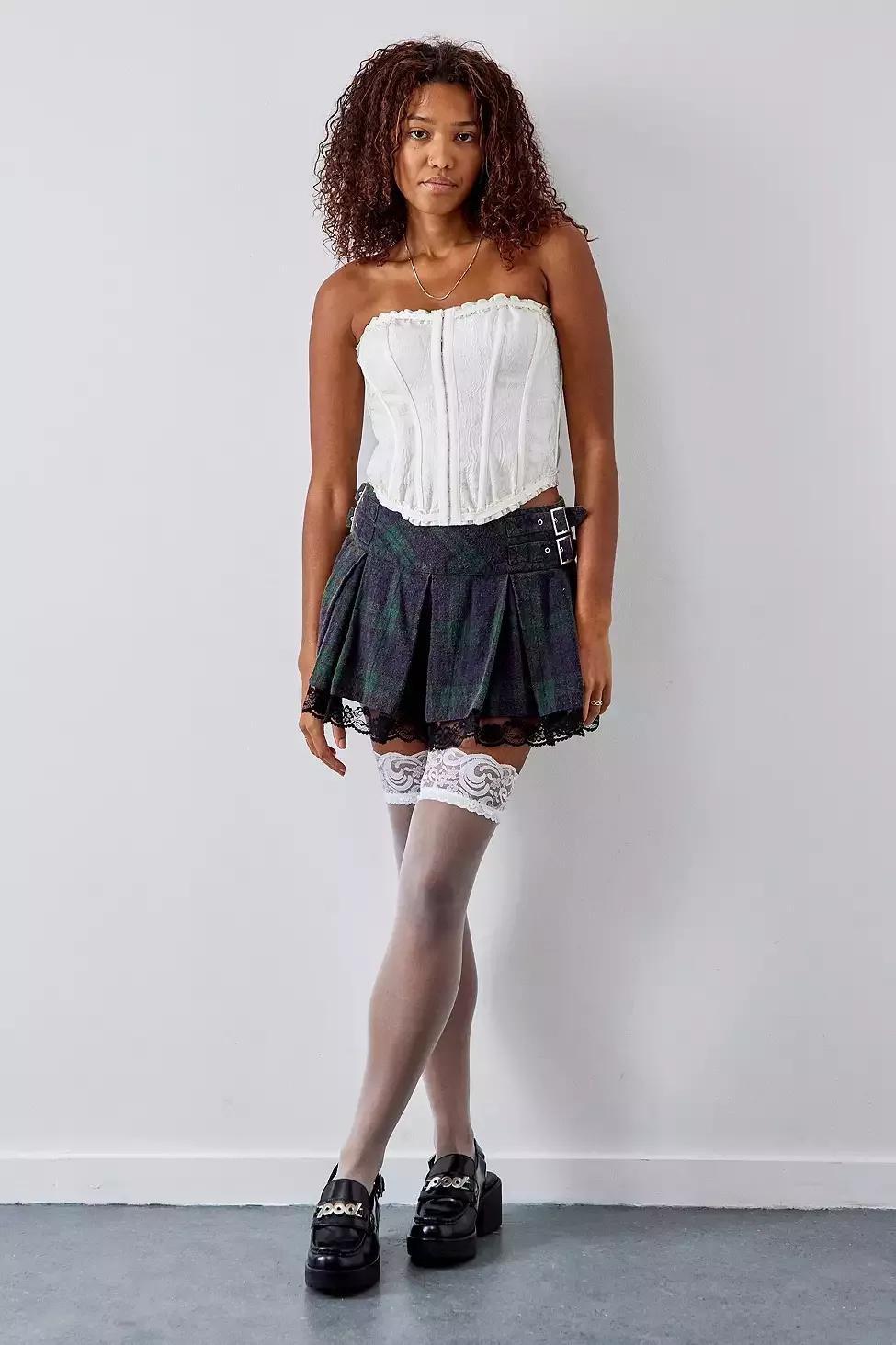 White Lace-Top Mesh Stockings, , large image number 1