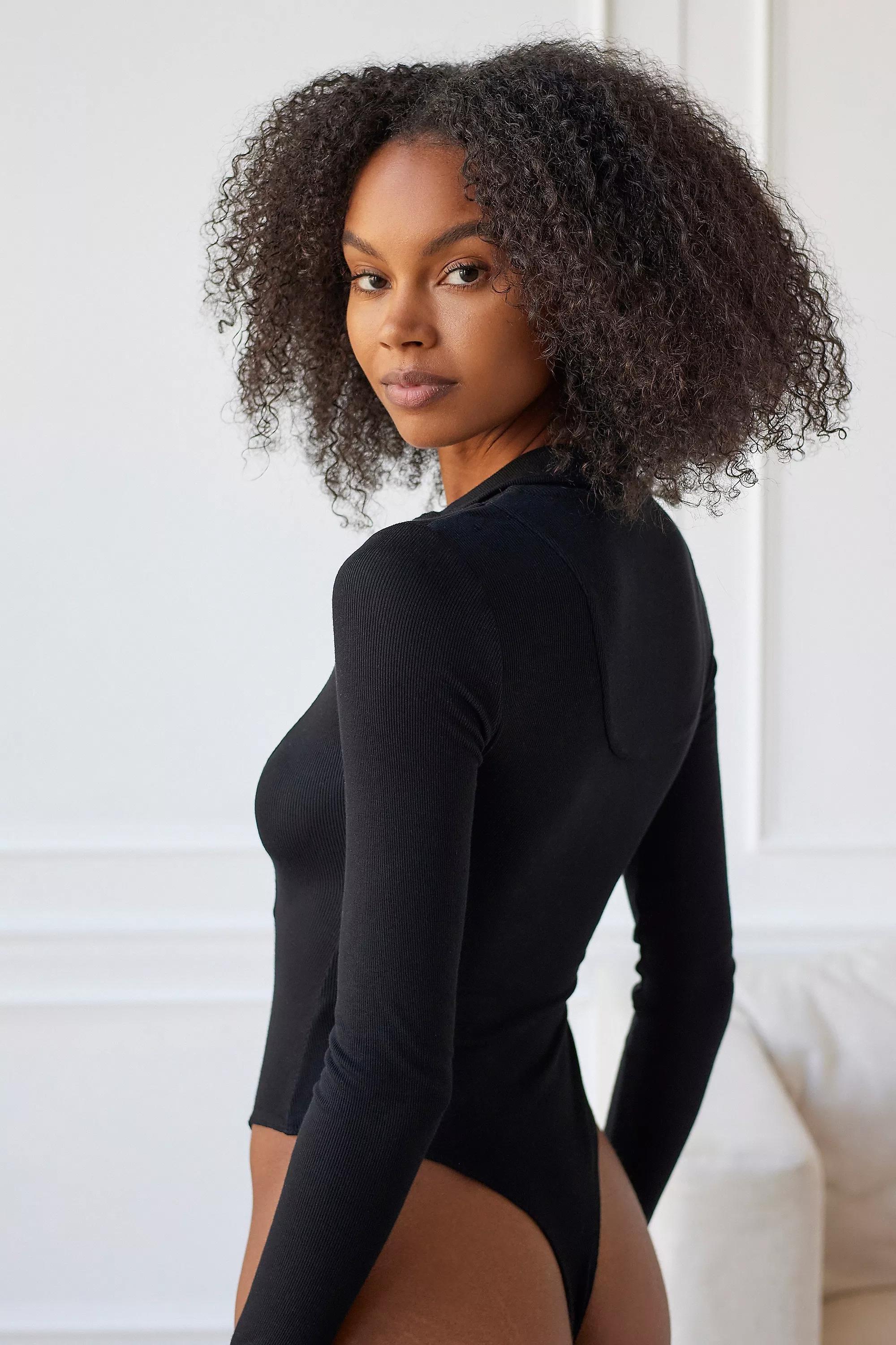 Urban Outfitters Black Elowen Zip-Up Bodysuit