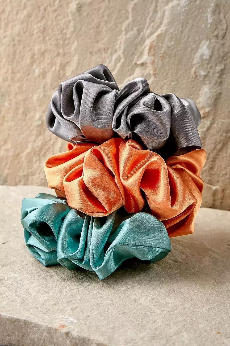 Multicolour Oversized Satin Scrunchies, Set Of 3, , large image number 1