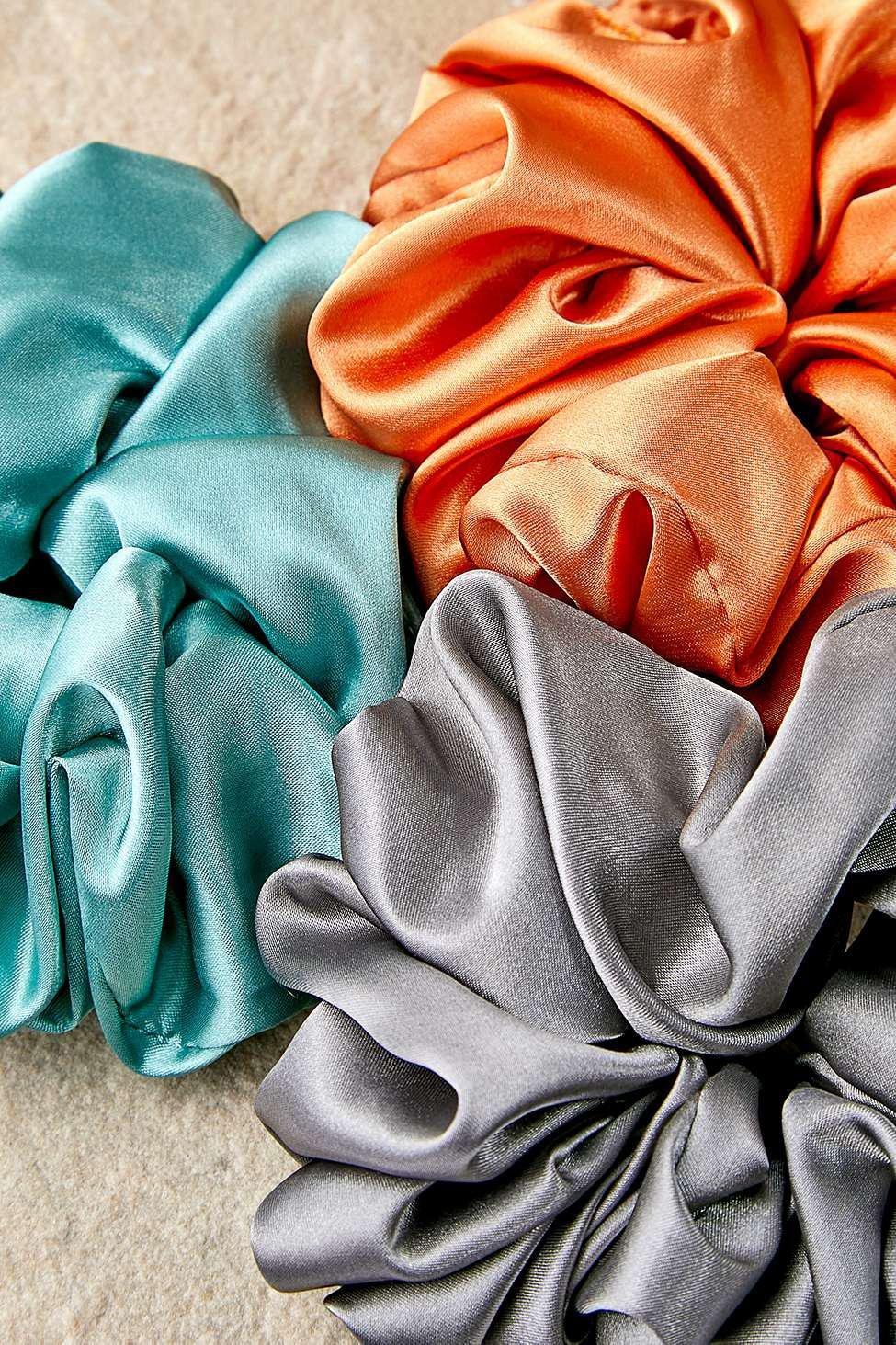 Multicolour Oversized Satin Scrunchies, Set Of 3, , large image number 2