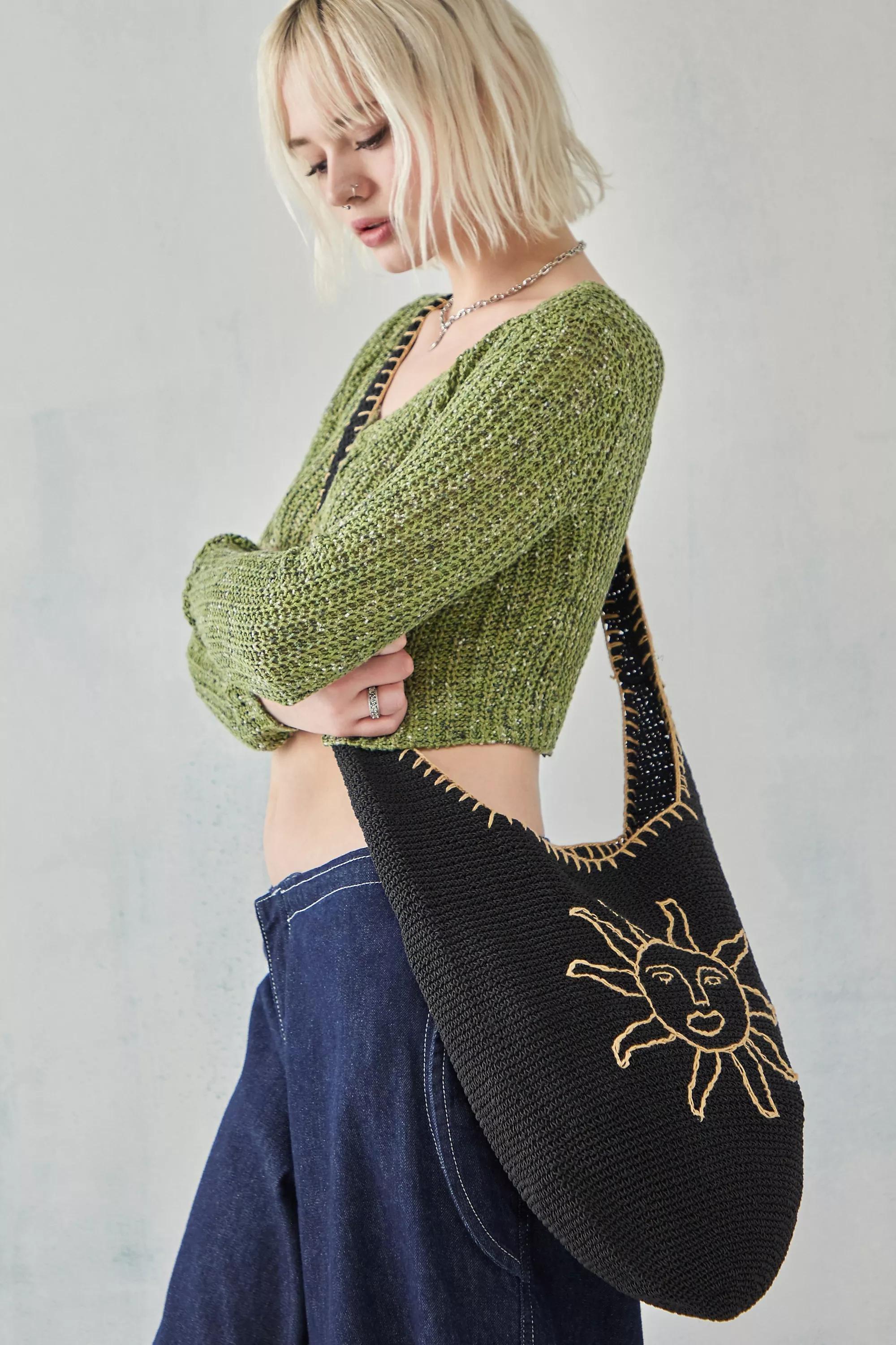 Black Knitted Crossbody Bag, , large image number 0
