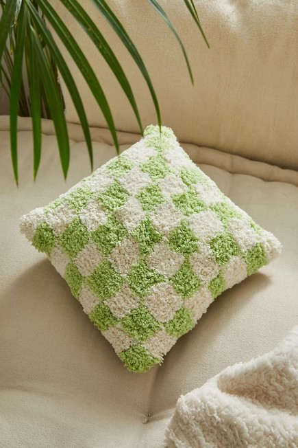 Urban Outfitters - Green Mini Checkerboard Tufted Cushion
