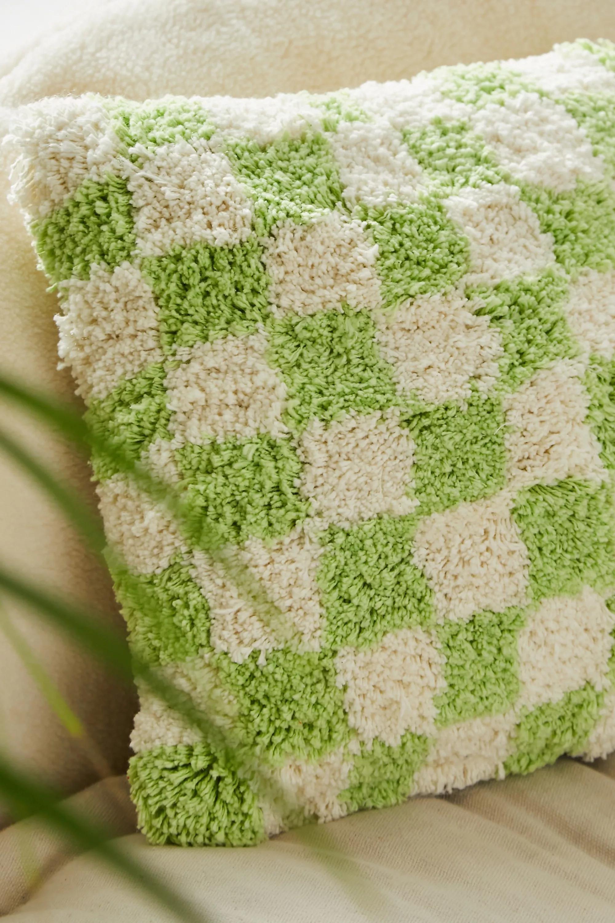 Green Mini Checkerboard Tufted Cushion, , large image number 1