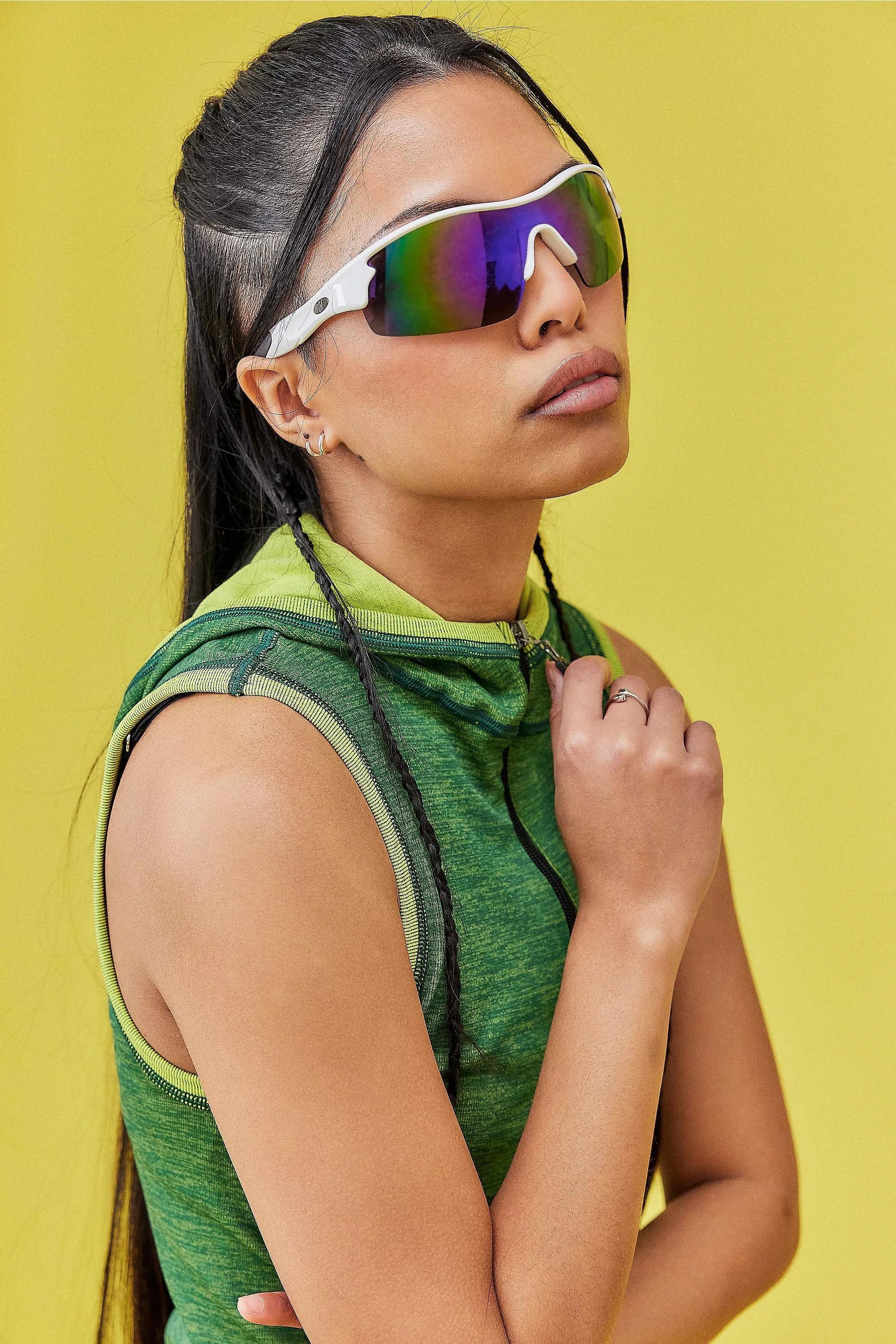 White Recycled Firdous Visor Sunglasses, , large image number 0