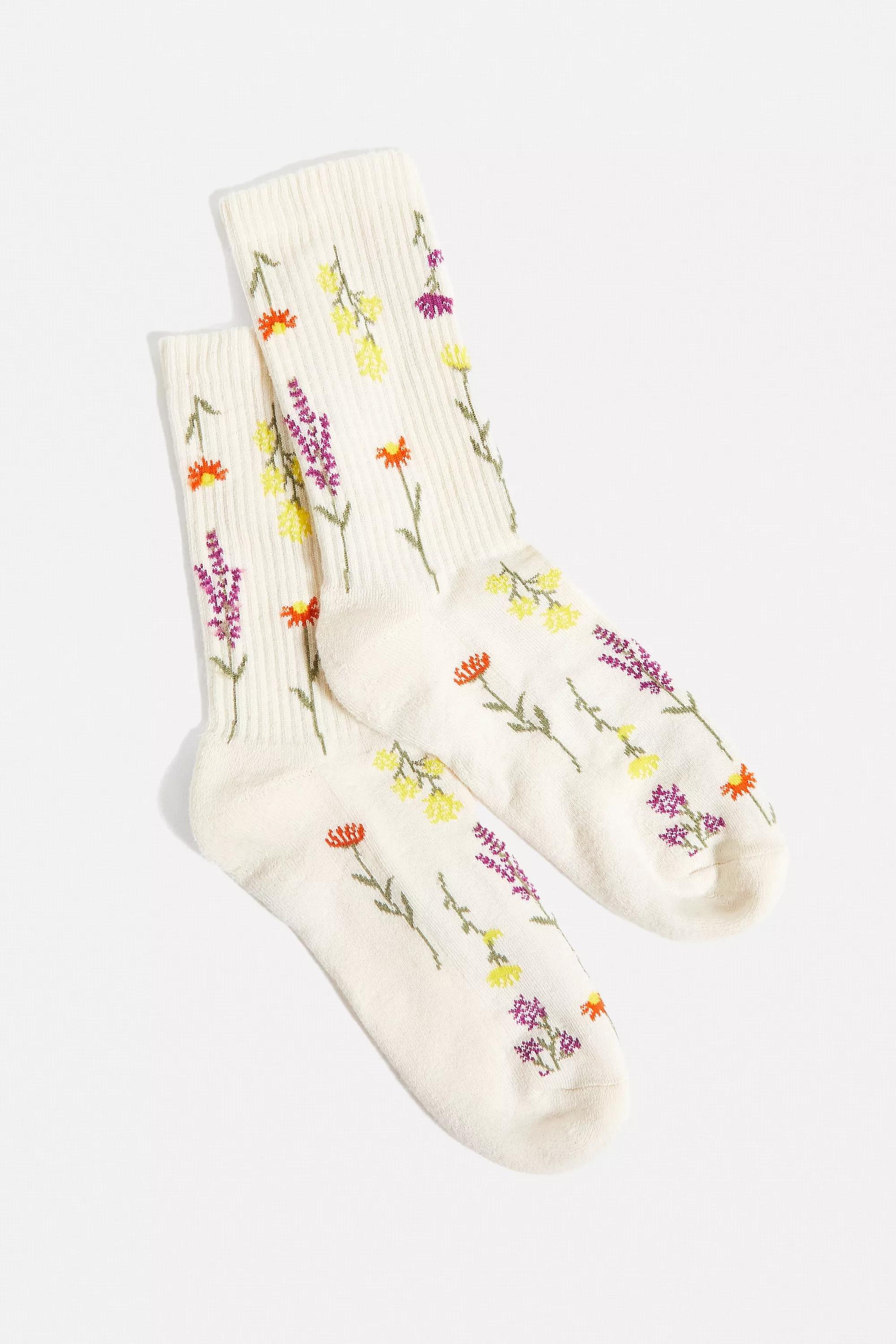 Multicolour New Flower Print Socks, , large image number 0