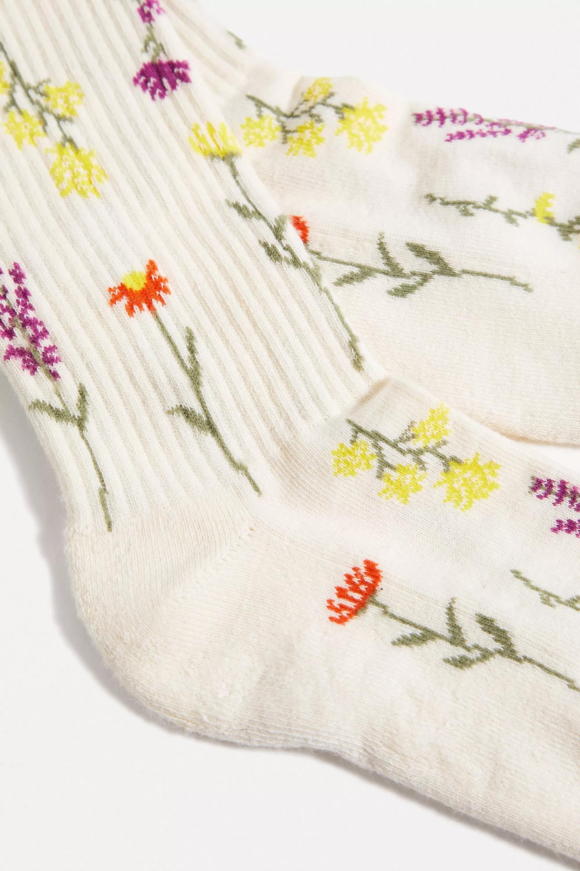 Multicolour New Flower Print Socks, , large image number 2