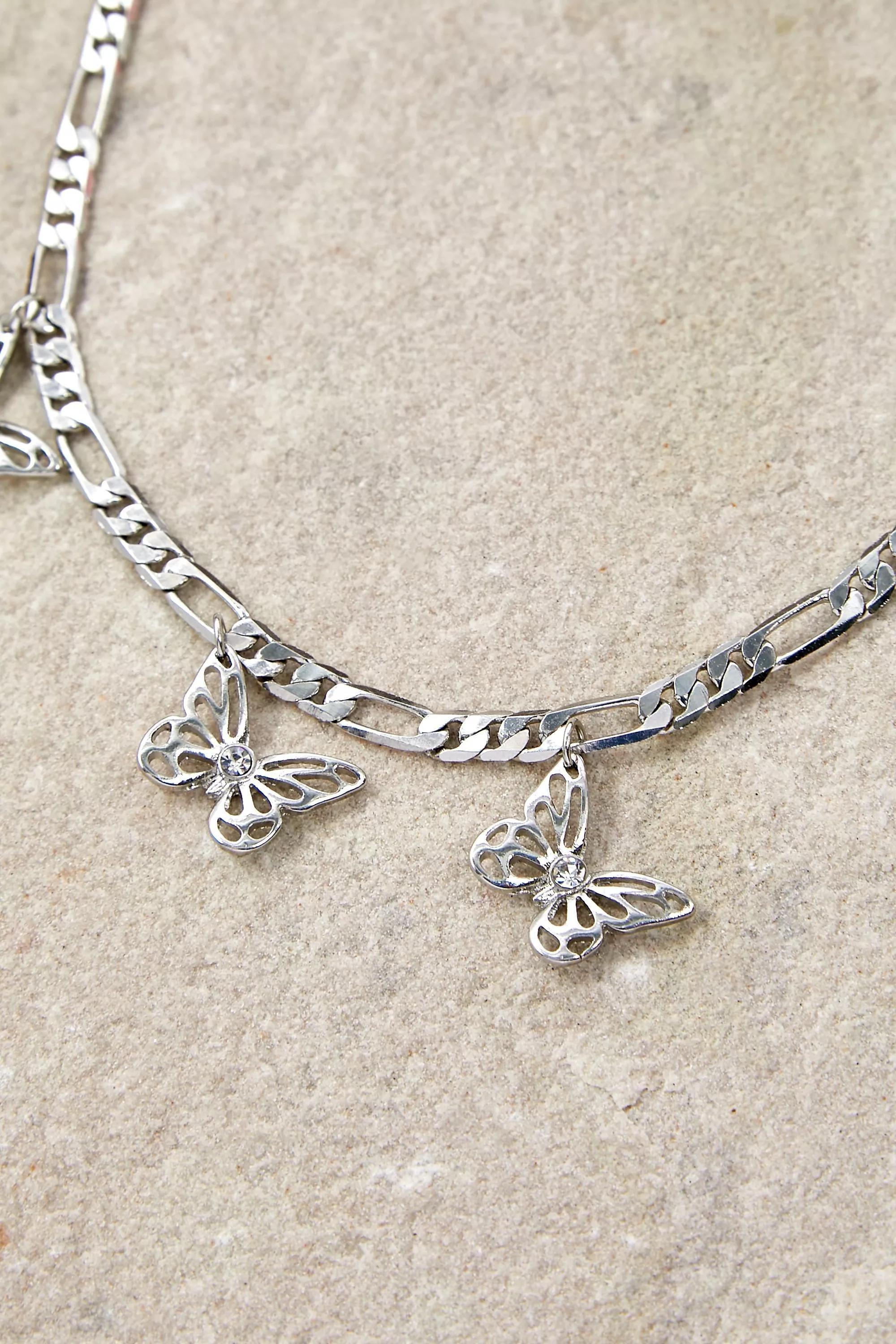 Silver Butterfly Charm Necklace, , large image number 0