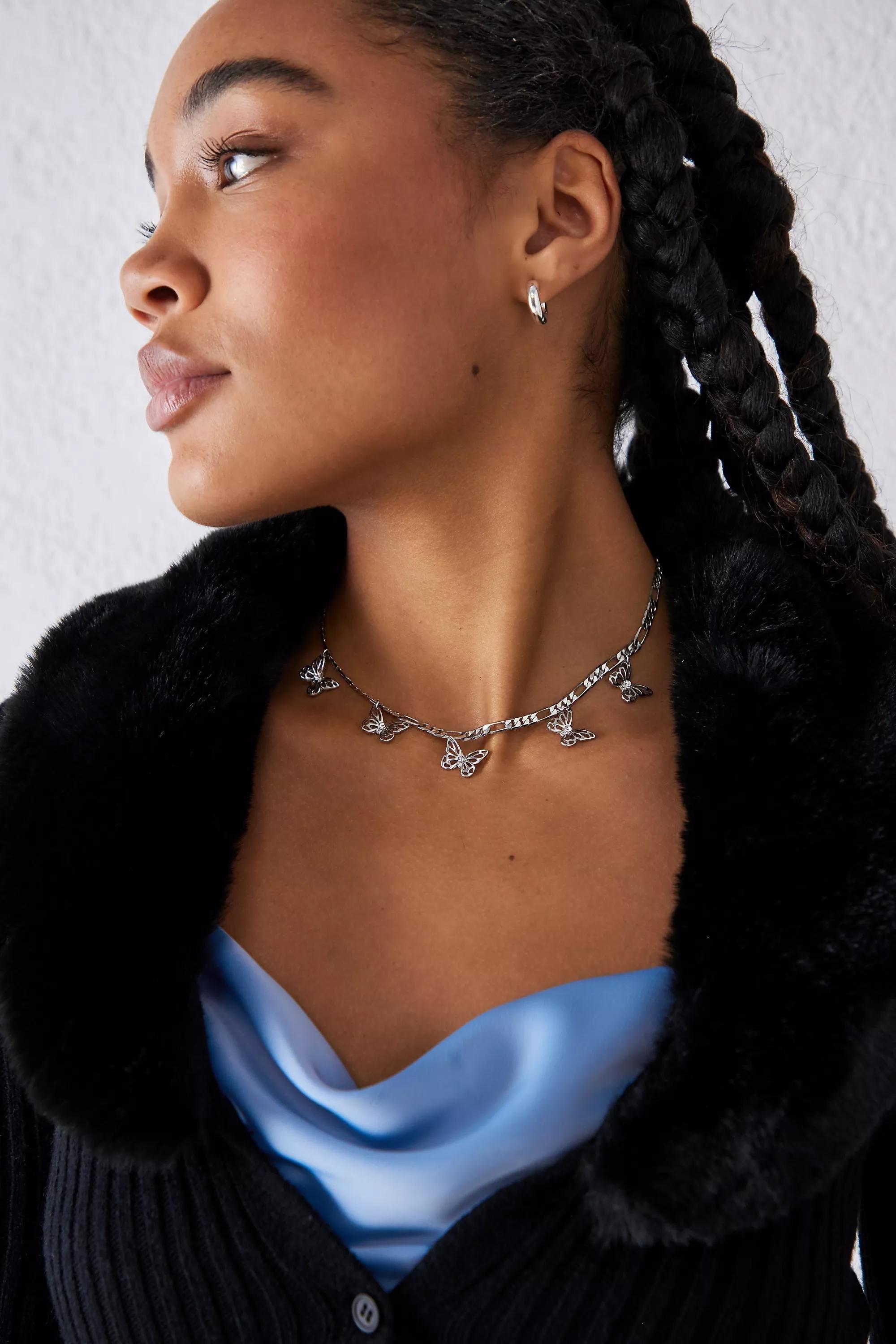 Silver Butterfly Charm Necklace, , large image number 1