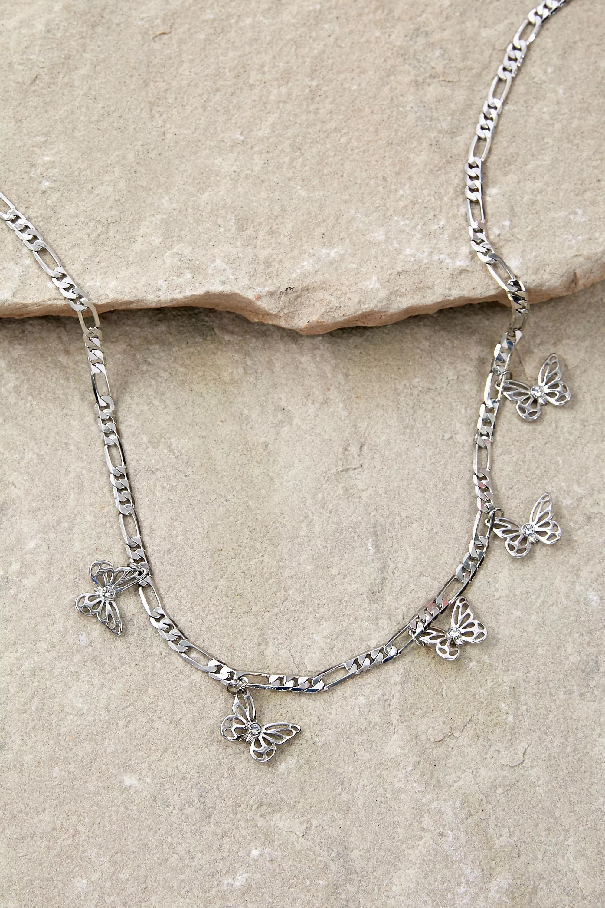 Silver Butterfly Charm Necklace, , large image number 2