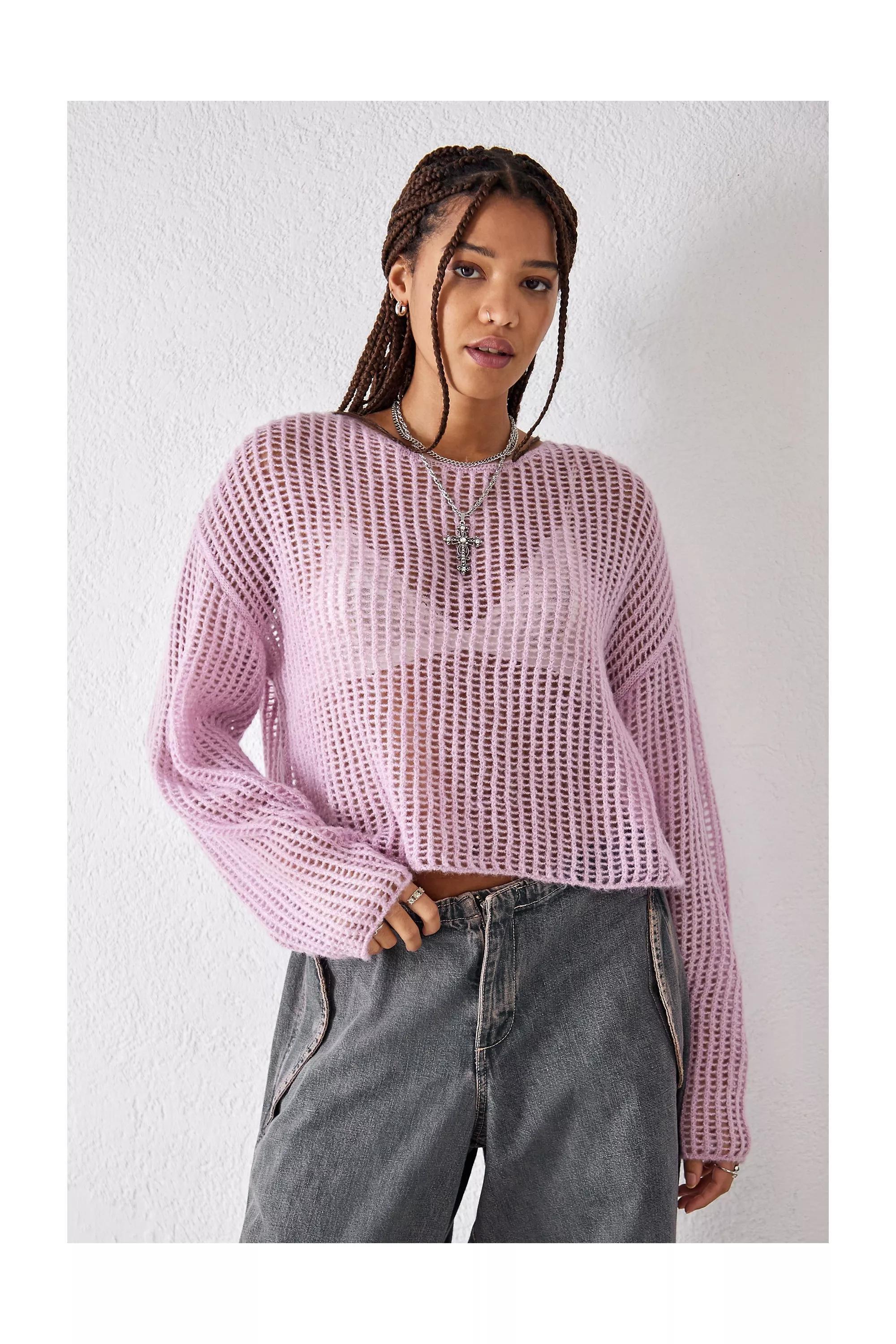 Urban Outfitters Pink Sheer Knit Jumper Azadea UAE