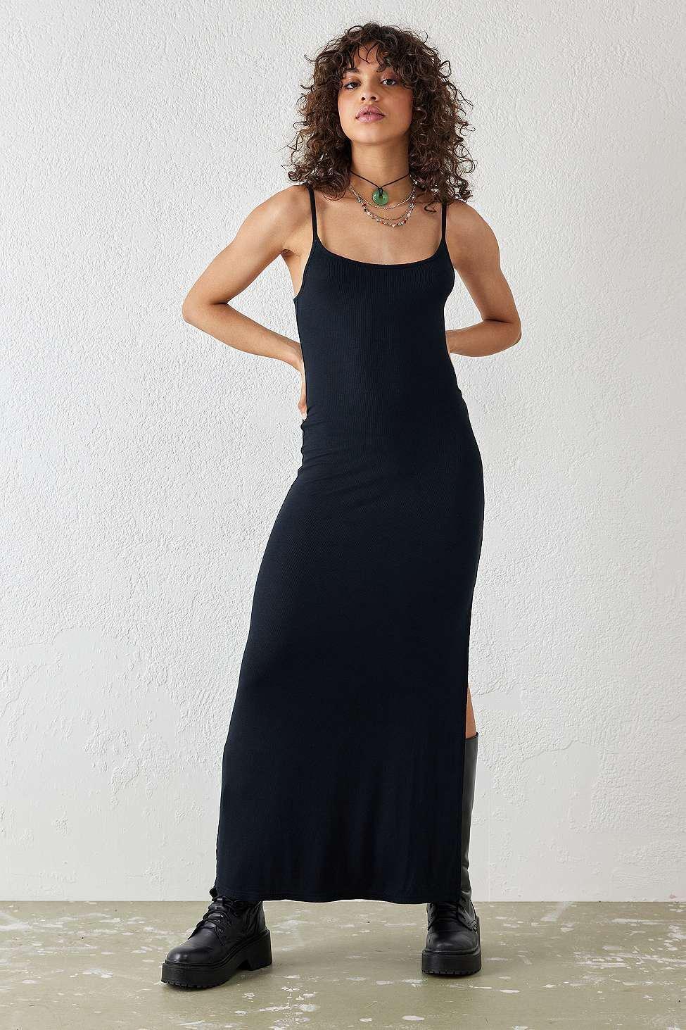 Long black strappy maxi dress online