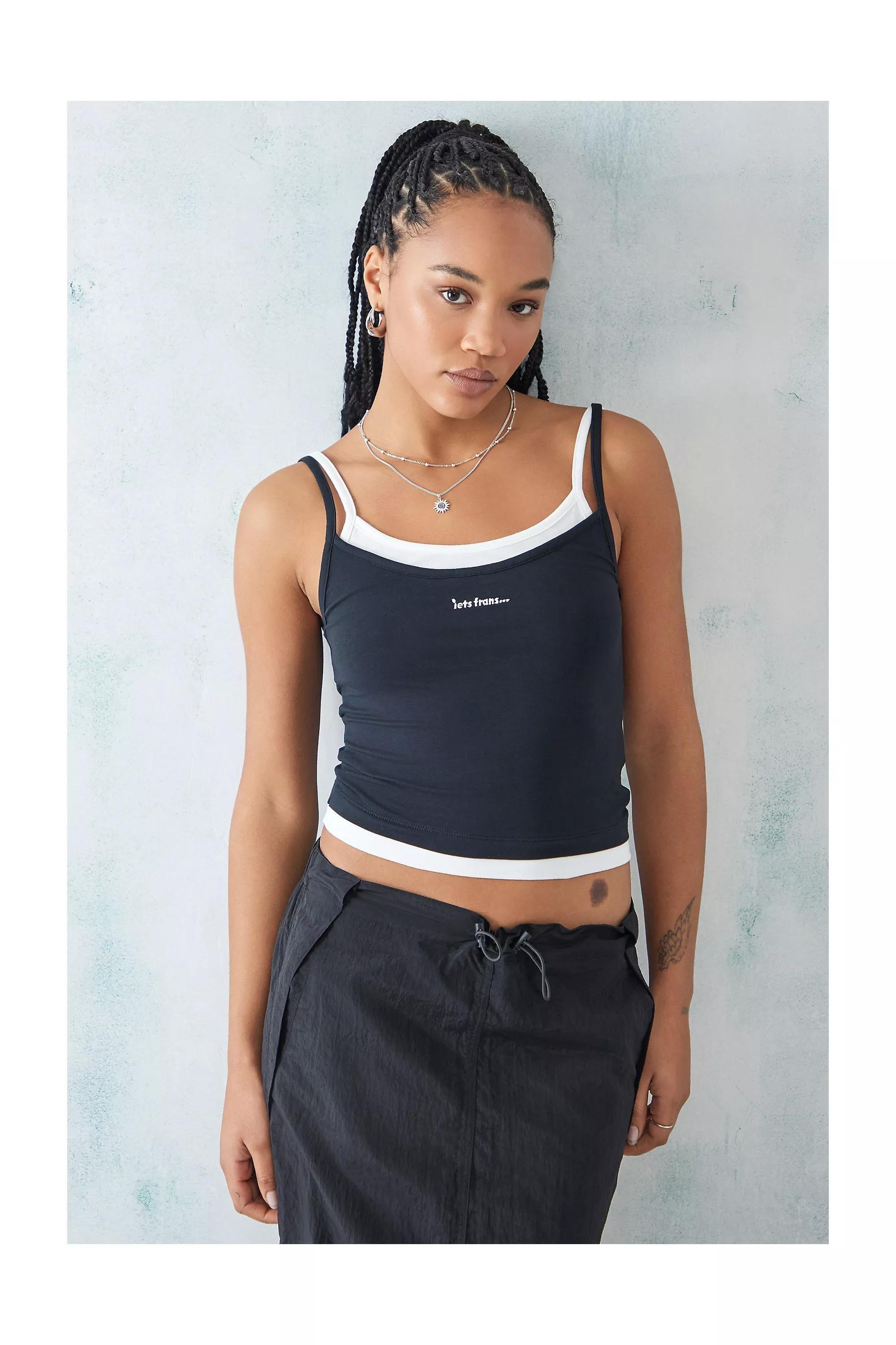 Urban Outfitters - Black Iets Frans... Gigi Double Layer Cami