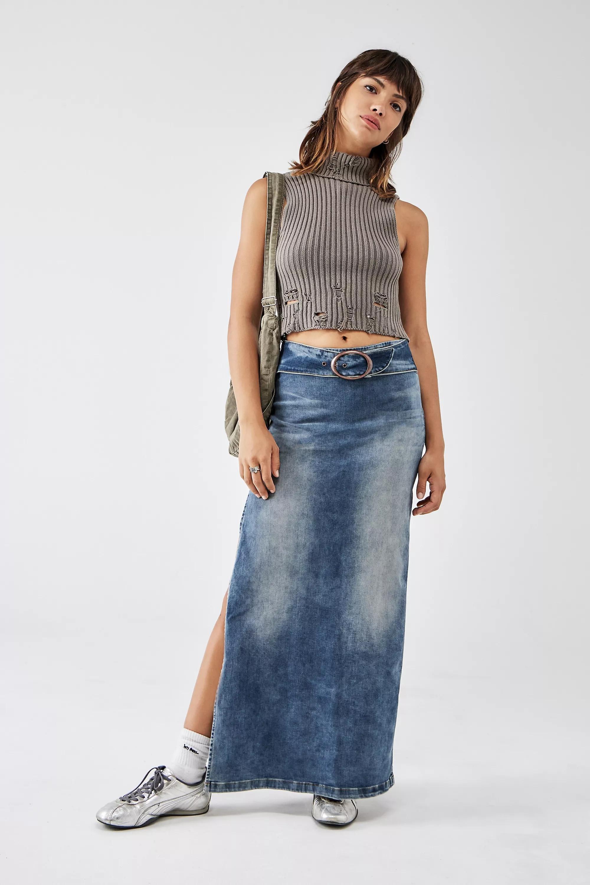 Urban Outfitters - Blue Bdg Belted Column Maxi Skirt