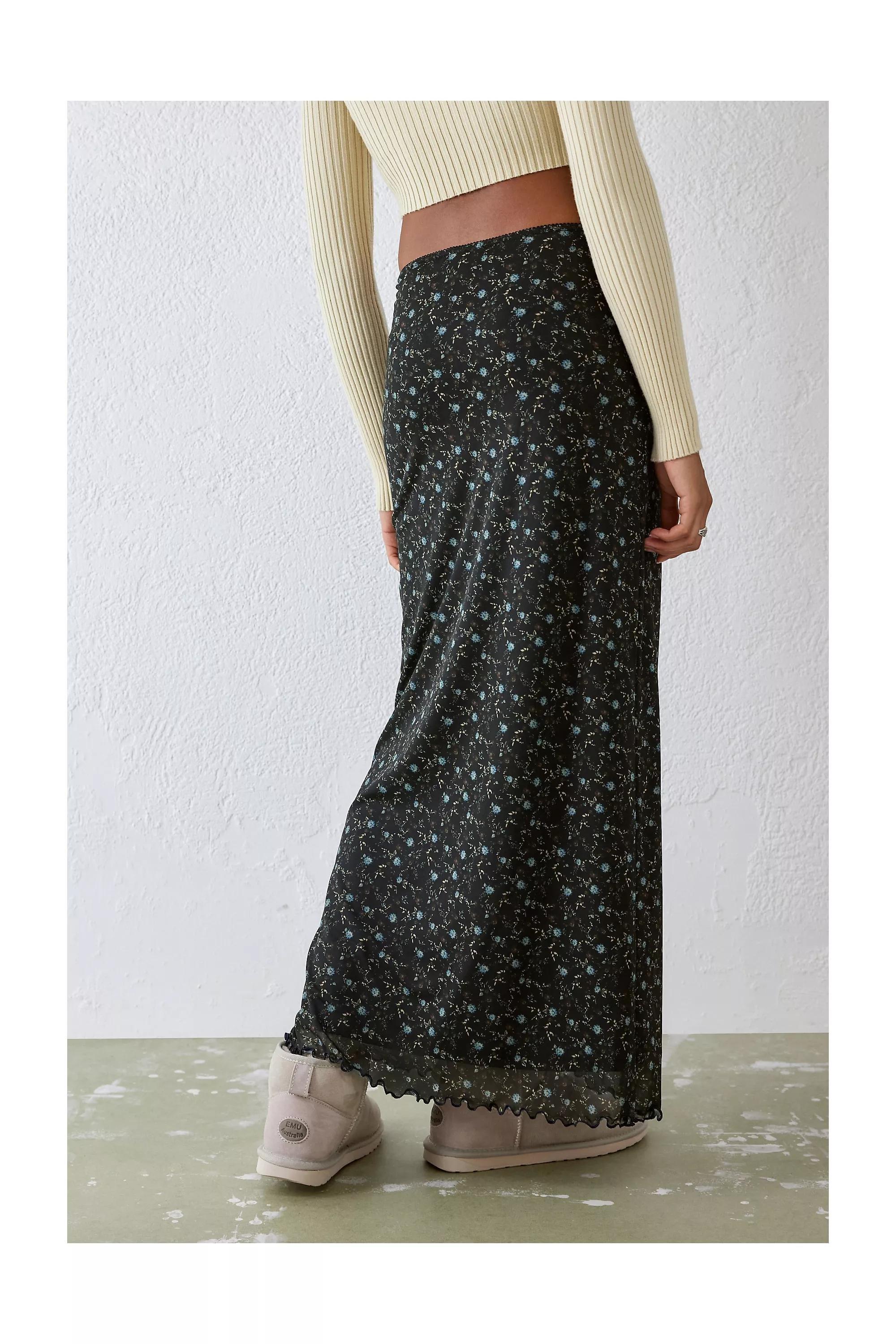 Floral mesh maxi on sale skirt