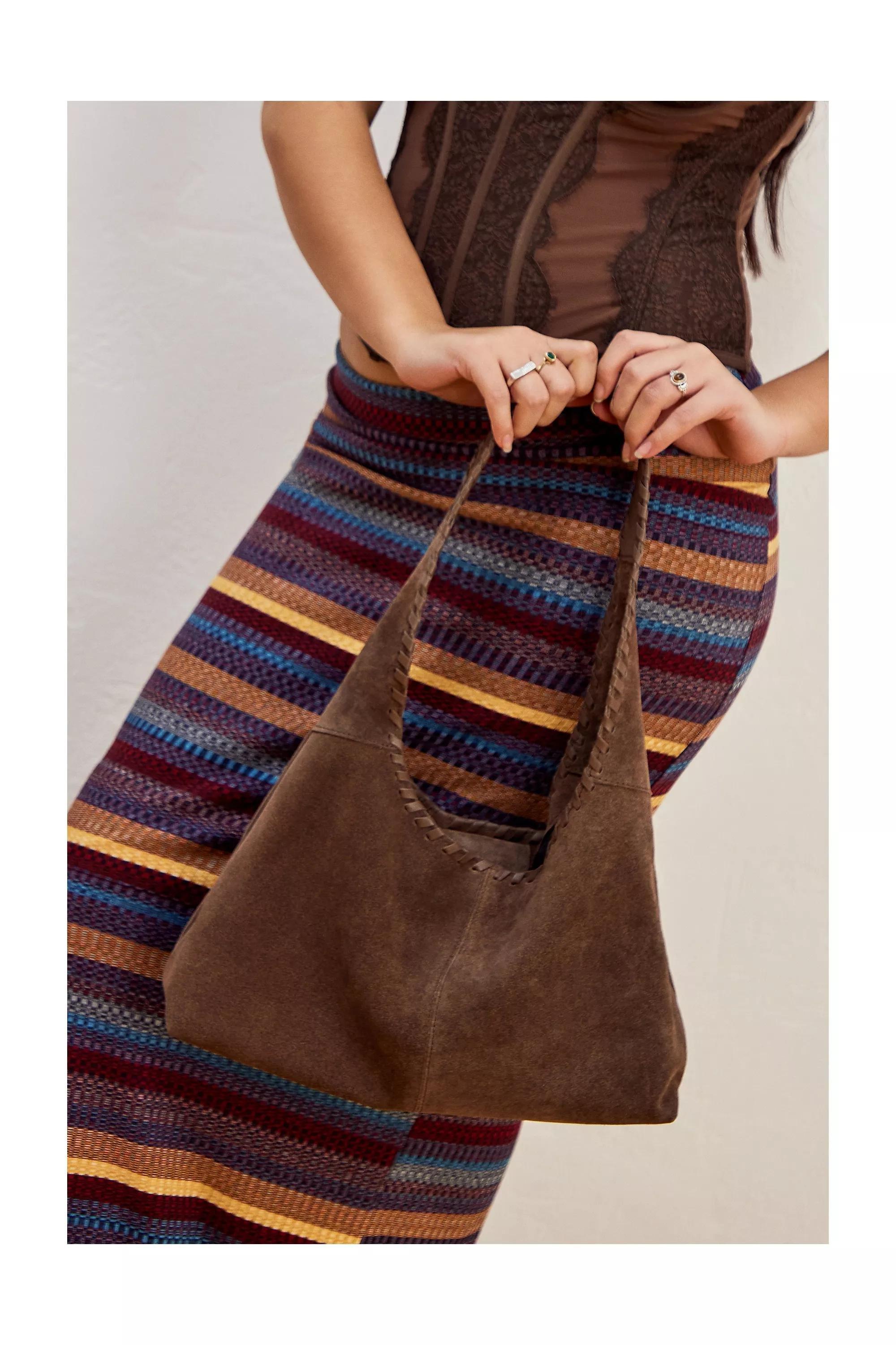 Brown Suede Trapeze Shoulder Bag, , large image number 0