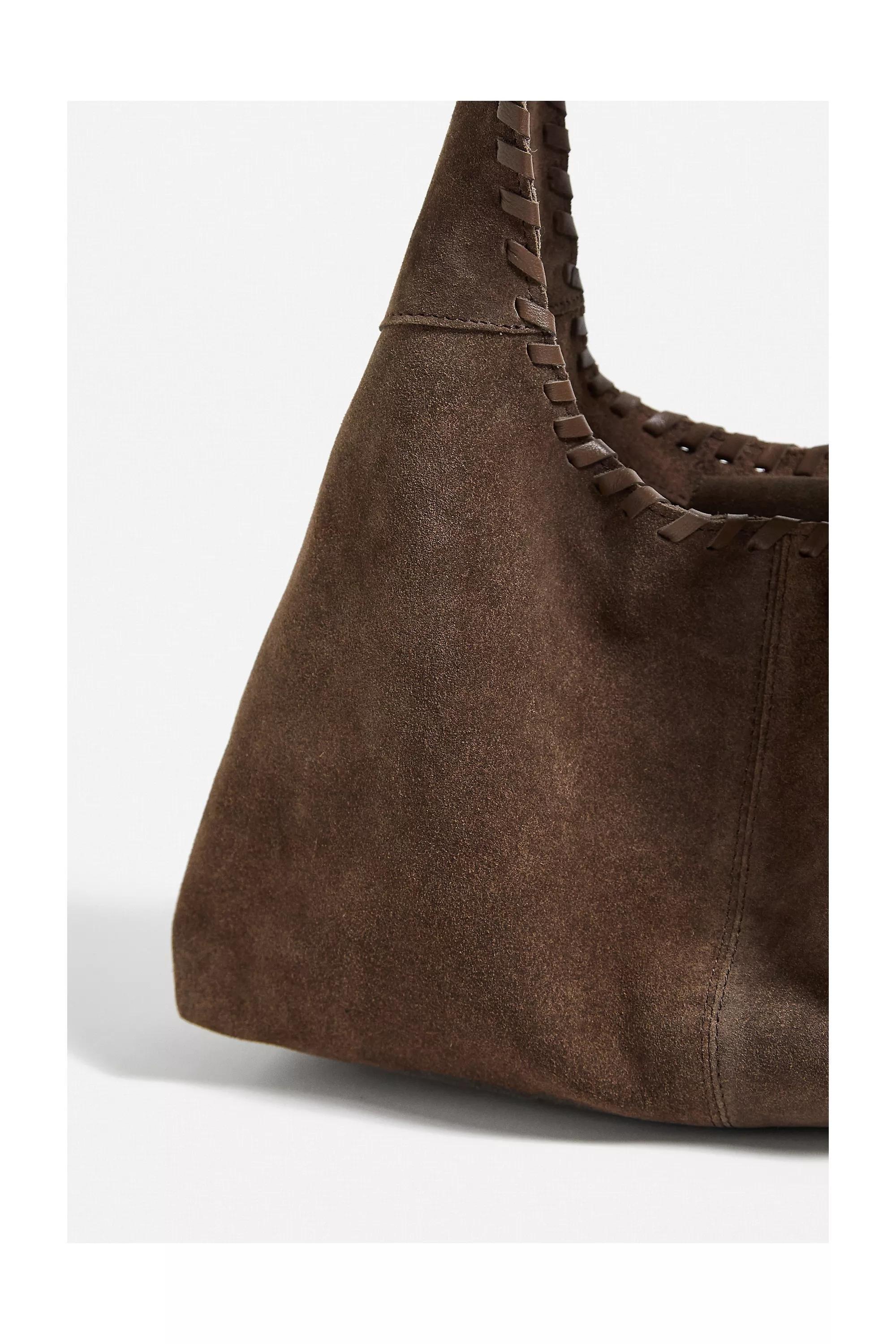 Brown Suede Trapeze Shoulder Bag, , large image number 1
