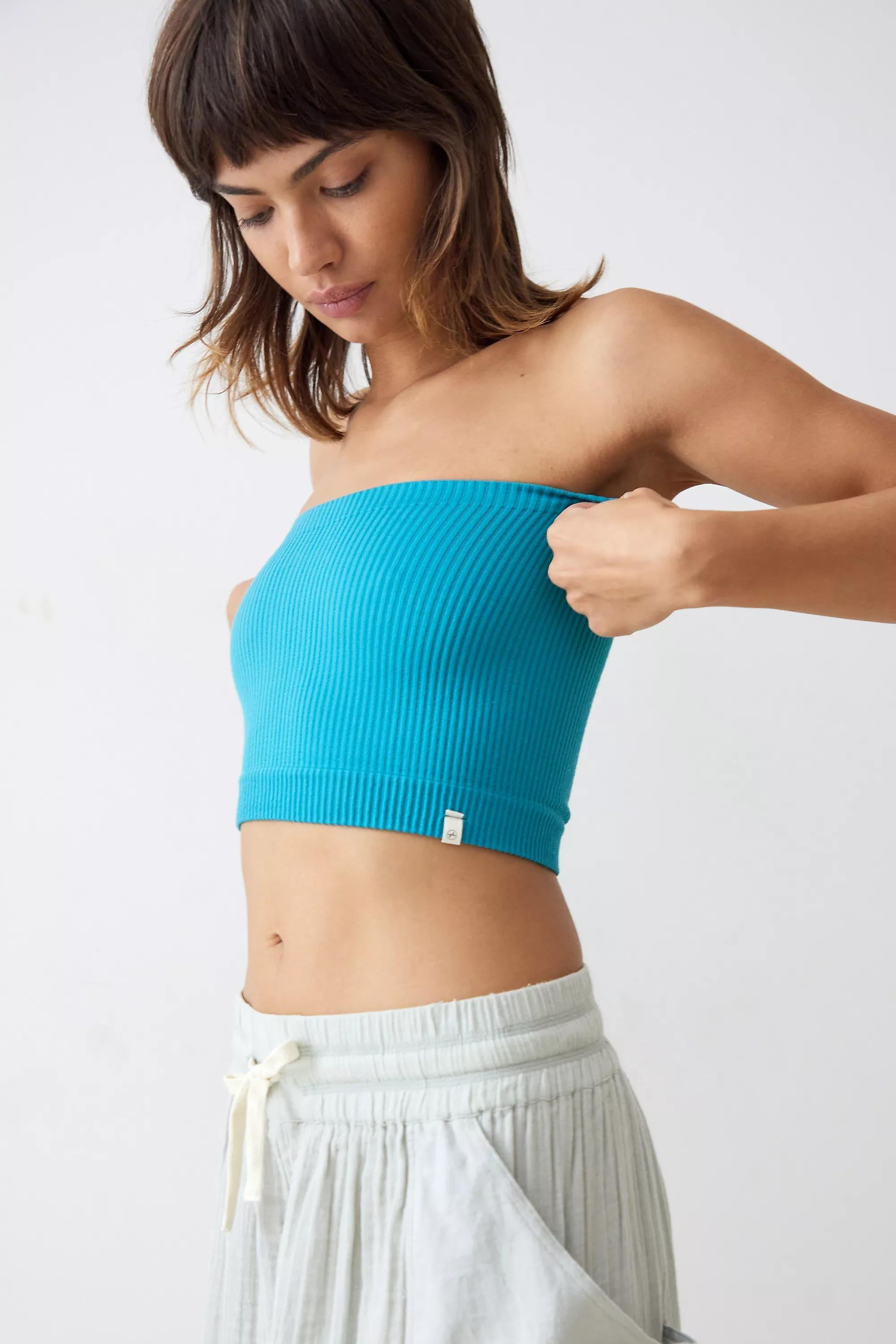 Ribbed seamless boob tube, Teal