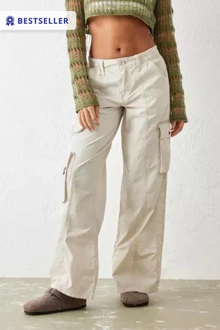 Urban Outfitters Cream Y2K Multi-Pocket Cargo Pants
