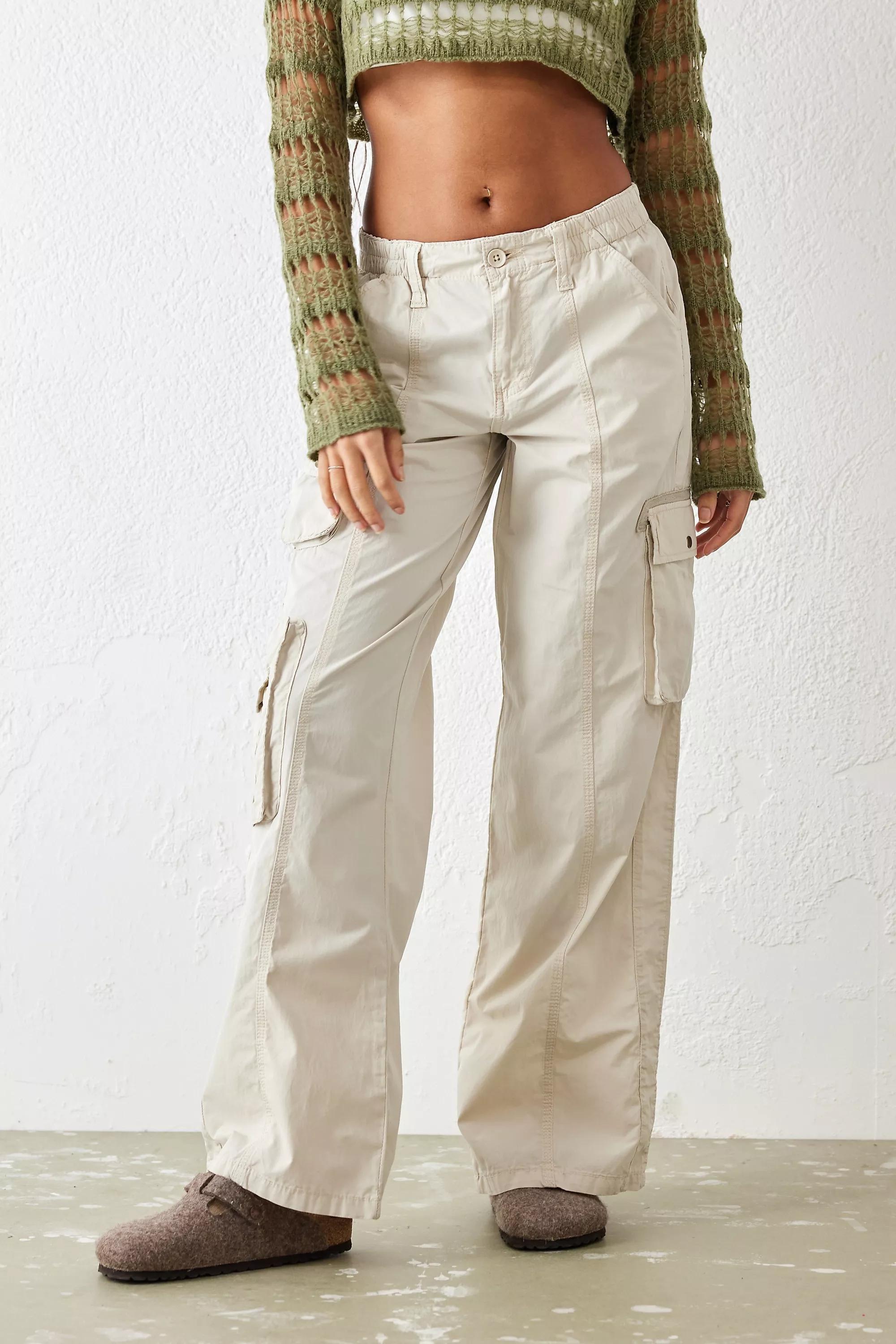 Cream Y2K Multi-Pocket Cargo Pants, , large image number 3