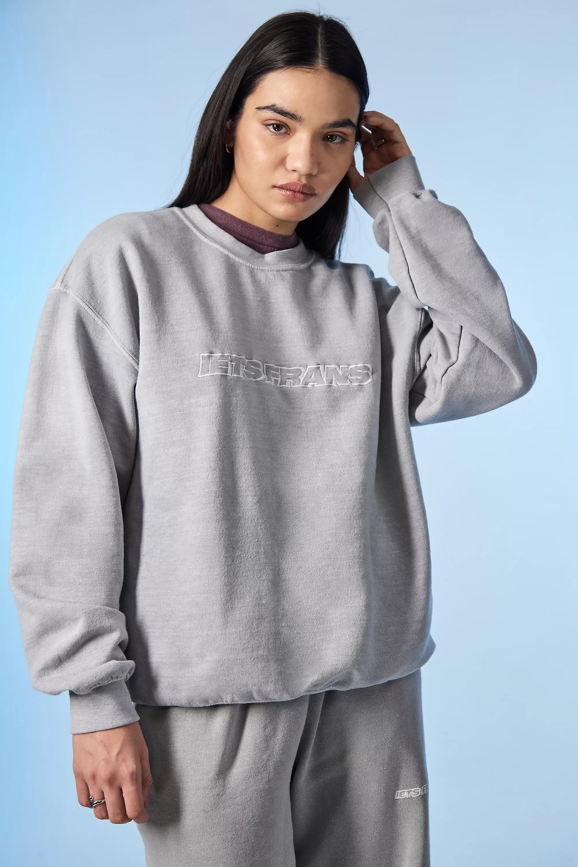 Urban Outfitters - Grey Big Embroidered Sweatshirt