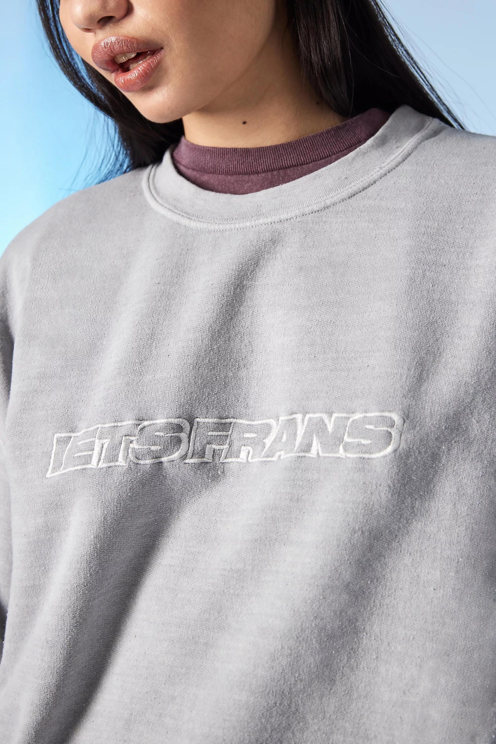 Urban Outfitters - Grey Big Embroidered Sweatshirt