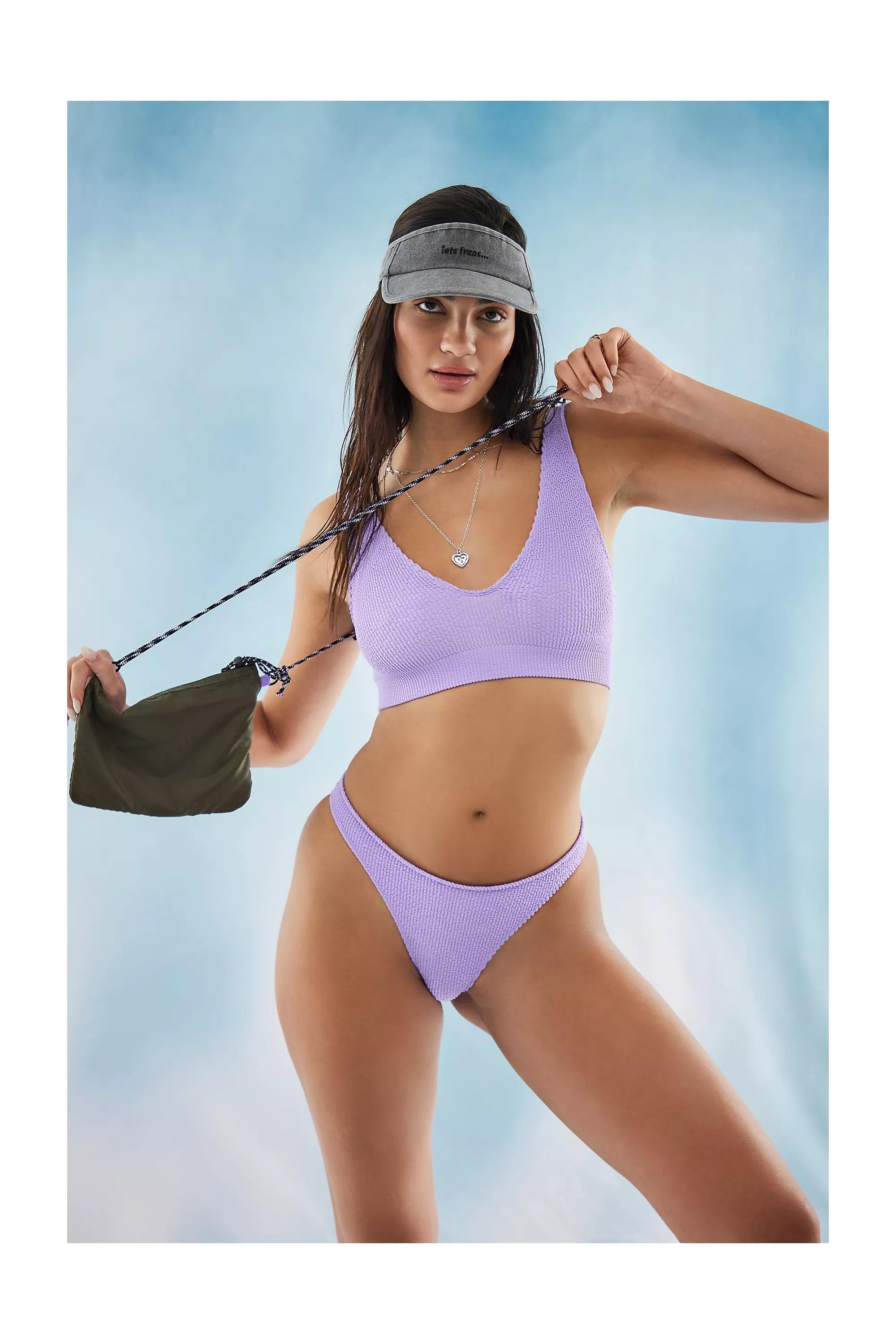 Urban Outfitters Purple Textured High Leg Bikini Bottoms Azadea UAE