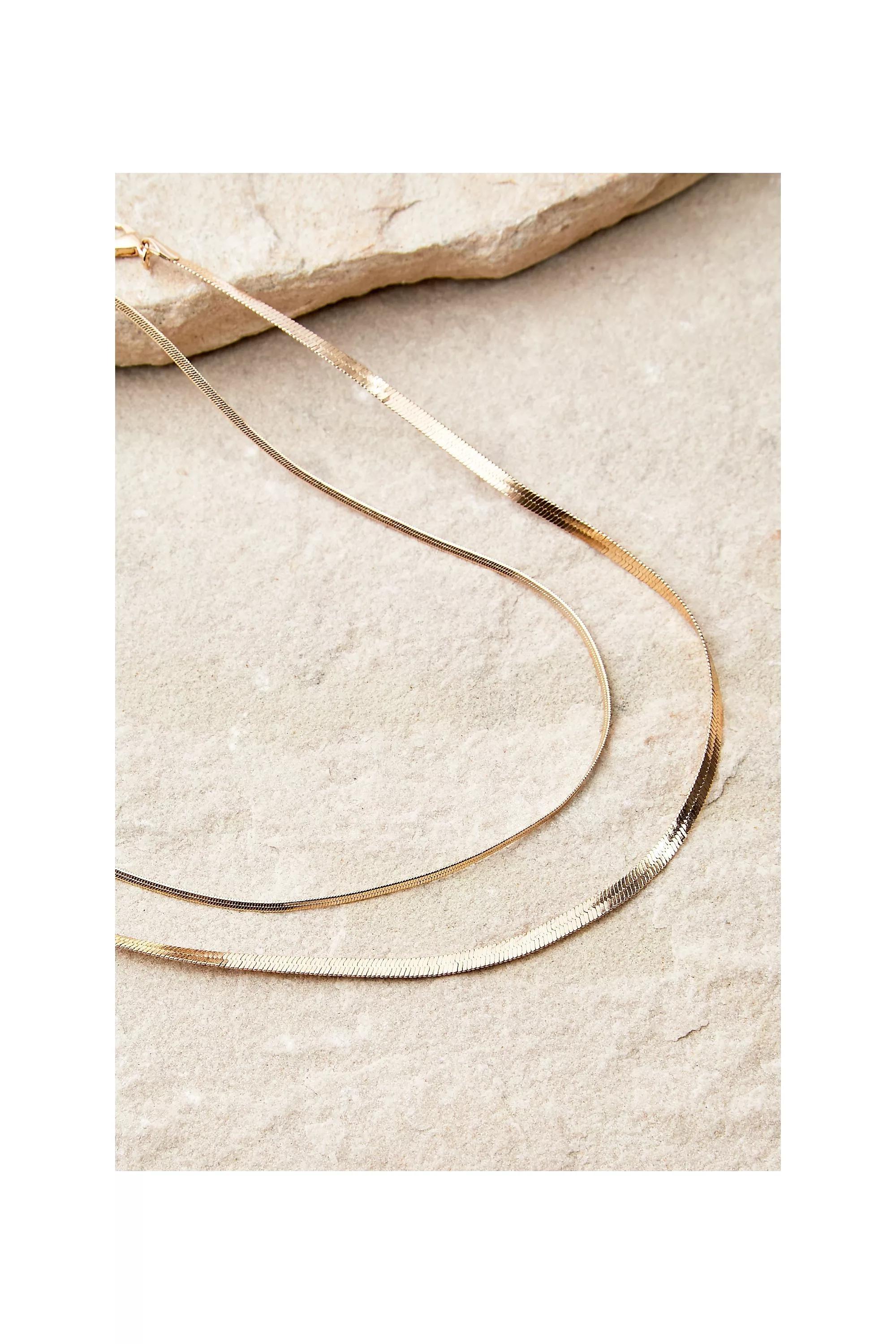 Gold Snake Multilayer Chain Necklace, , large image number 0