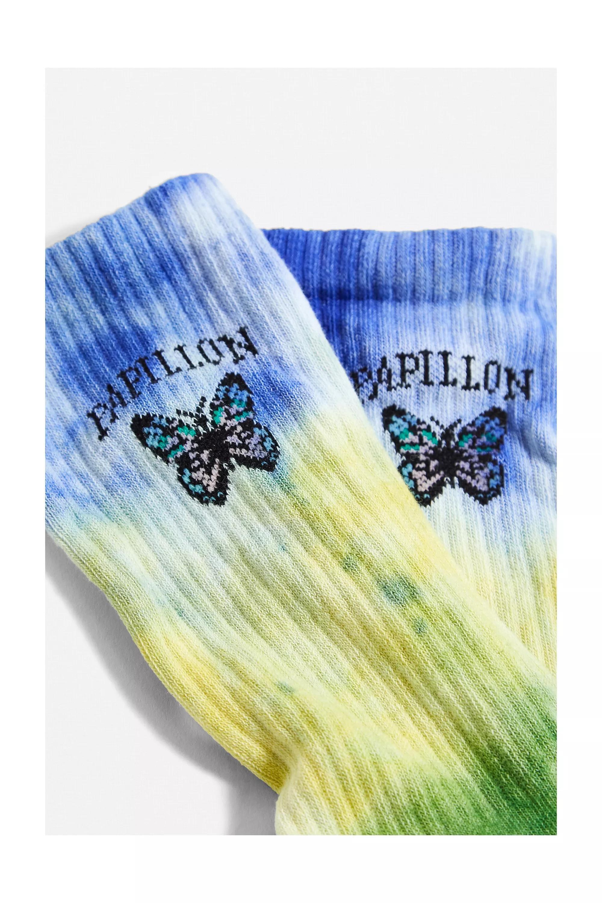 Green Tie-Dye Butterfly Socks, , large image number 1